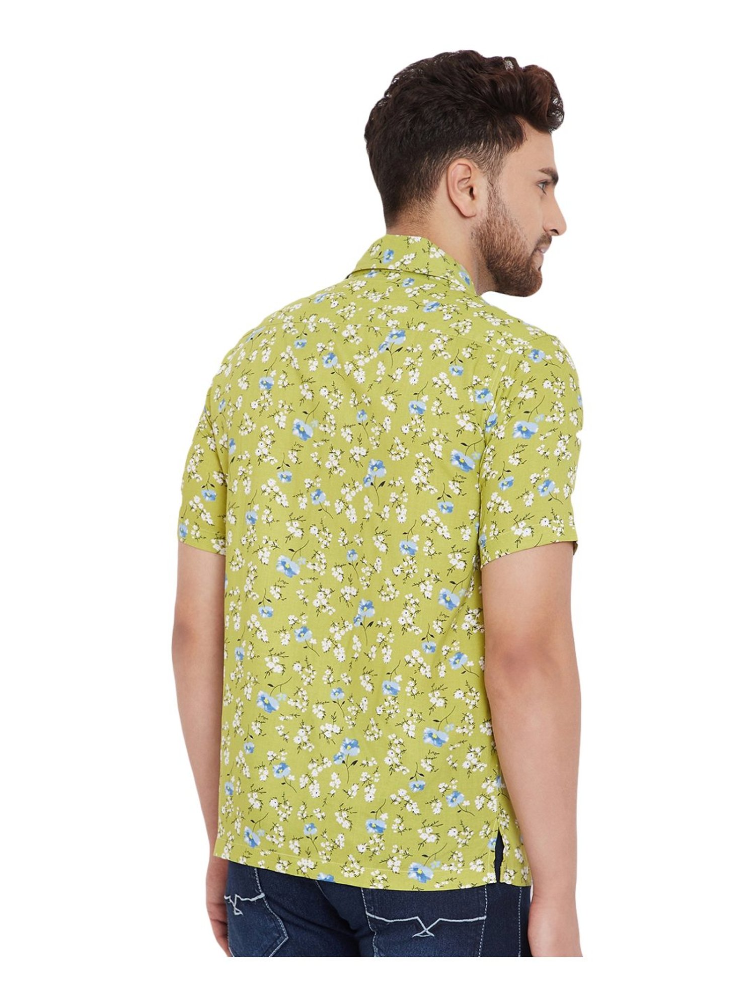 Even Green Slim Fit Printed Shirt