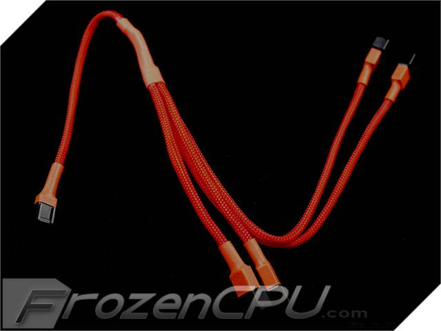 Darkside 3-Pin Dual Radiator Push / Pull 4x Fan Y Splitter Cable - UV Red Sleeved