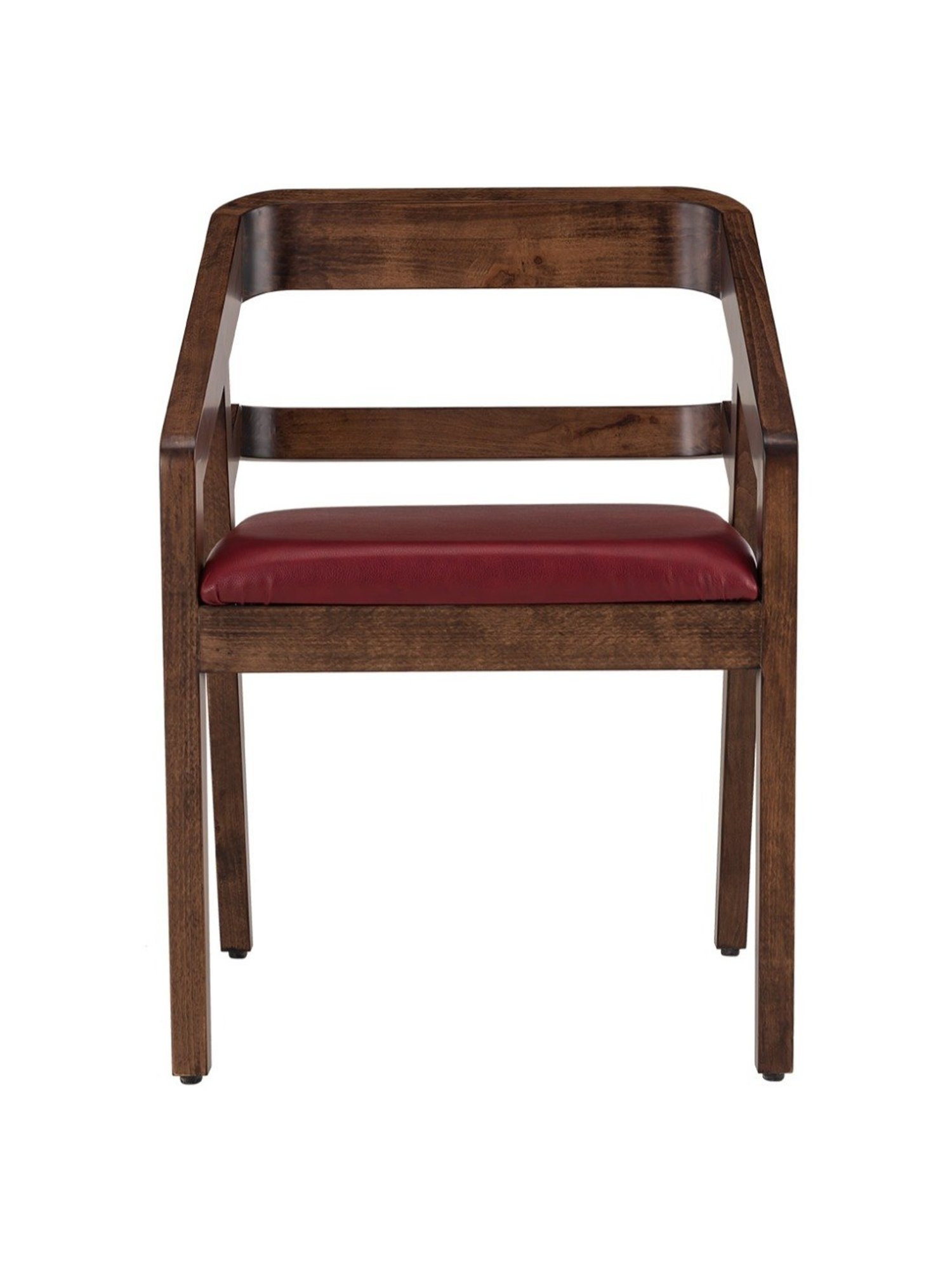 Durian Amelia Burgundy Solid Wood & Premium Leatherette Dining Chair in Red Finish