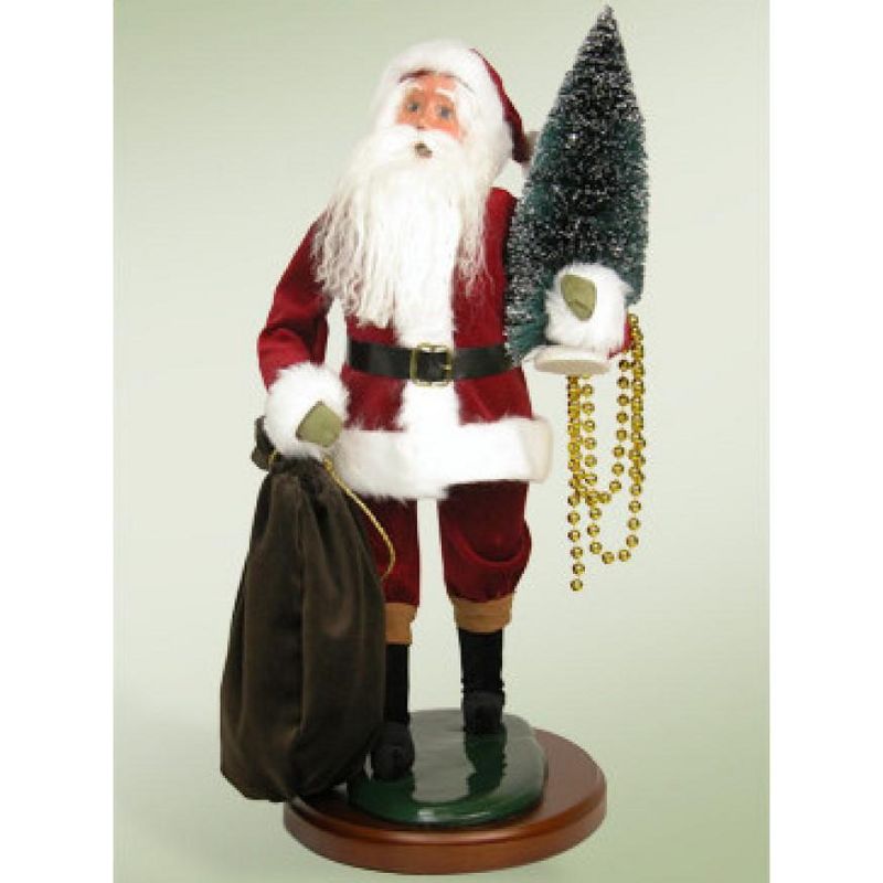 Byers Choice 19" Traditional Red Velvet Santa Claus with Tree Christmas Caroler Figure