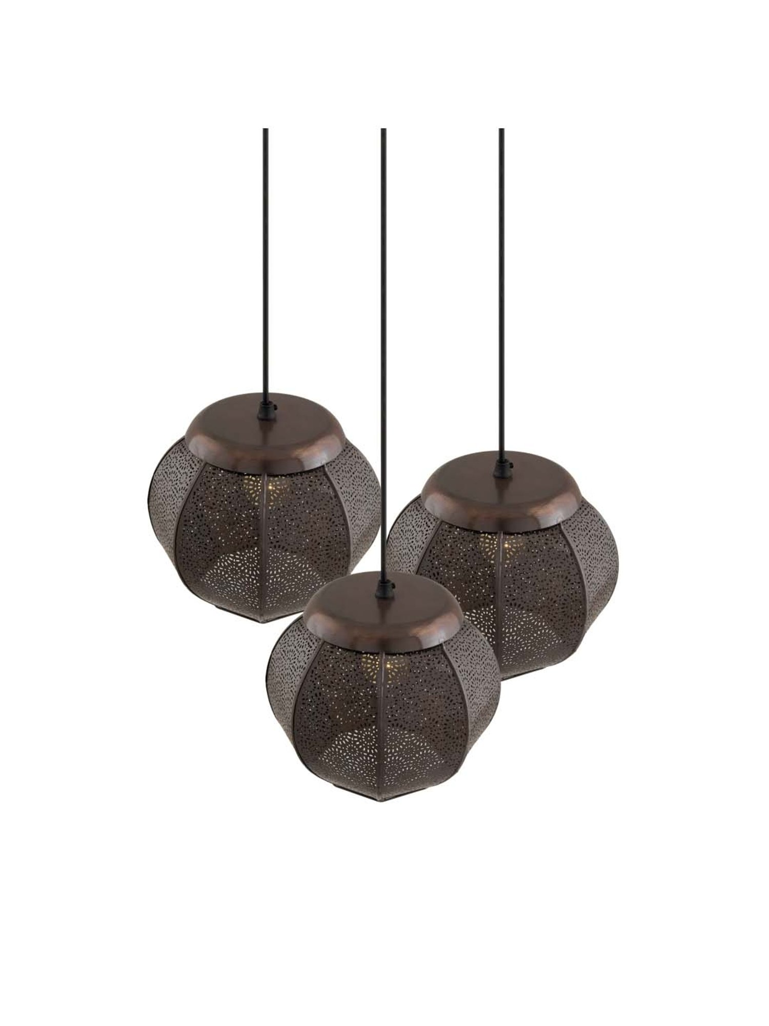 Homesake 3-Lights Round Cluster Brown Metal Classic Moroccan Pendant Light - Set of 1