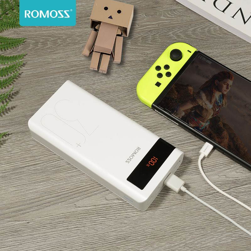 ROMOSS 30000mAh Type-C PD Portable Charger 3 Outputs and 3 Inputs Power Bank, 18W Fast Charge External Battery Packs Compatible with iPhone Xs Max, MacBook, iPad Pro, Samsung S8 (S9 is not)