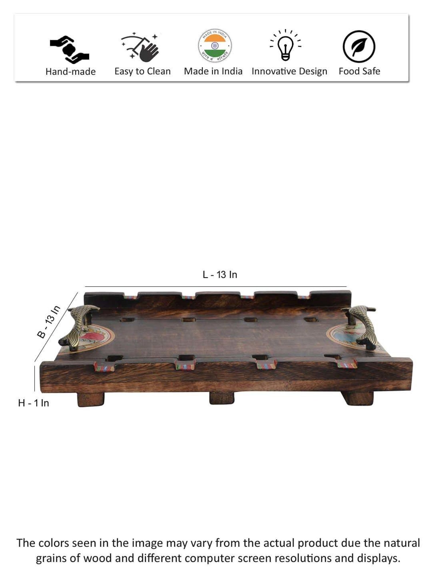 VarEesha Tribal Society Brown Mango Wood Rectangular Tray