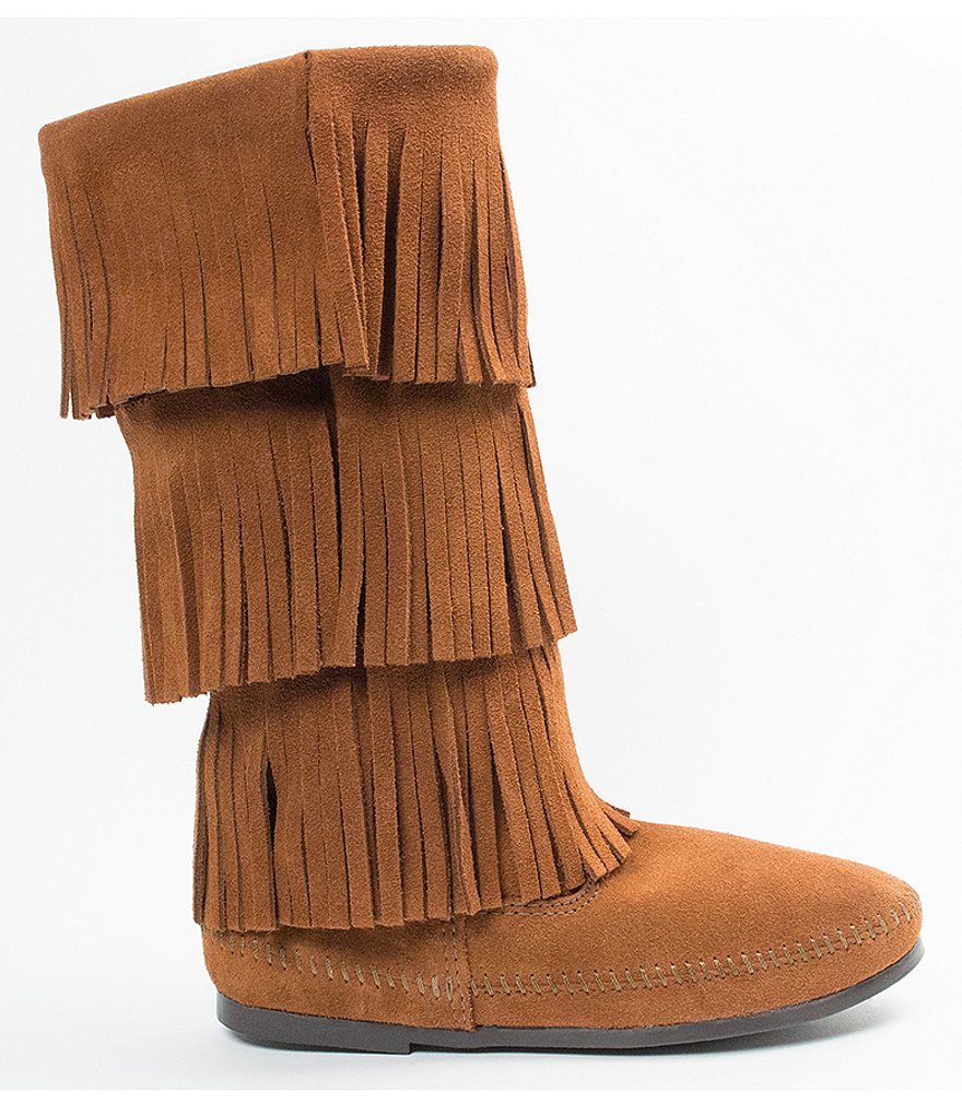 Minnetonka Women's Calf Hi 3-Layer Fringe Boots
