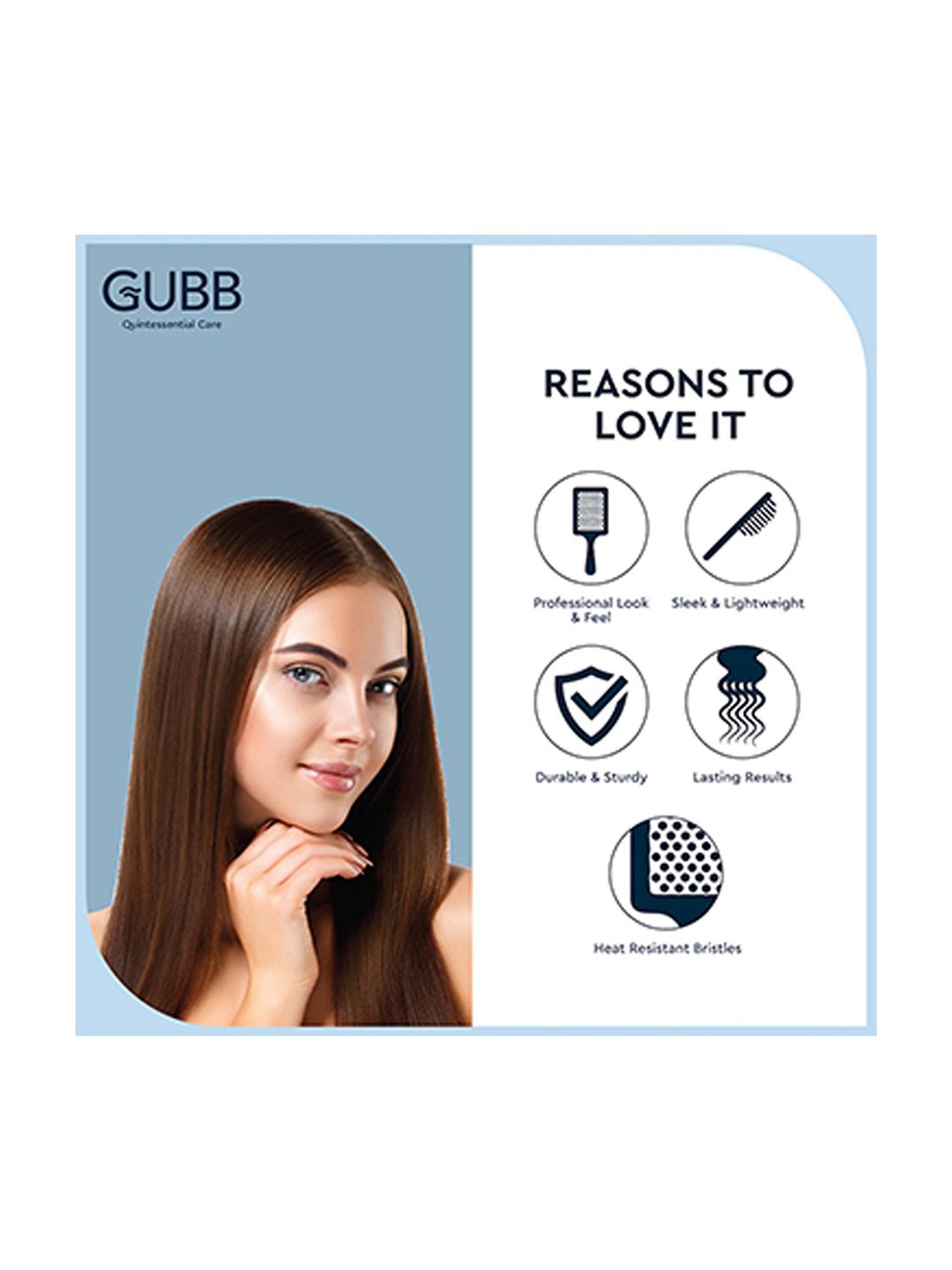 GUBB Styling Brush for Hair Styling, Flat Hair Brush with Pin - Elite Range