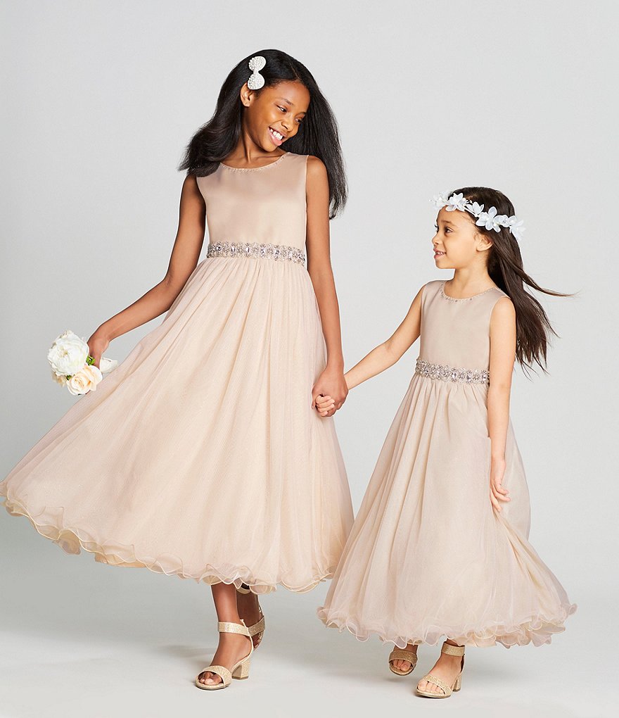 Us Angels Big Girls 6-14 Cap-Sleeve Lace Beaded Mesh Communion Dress