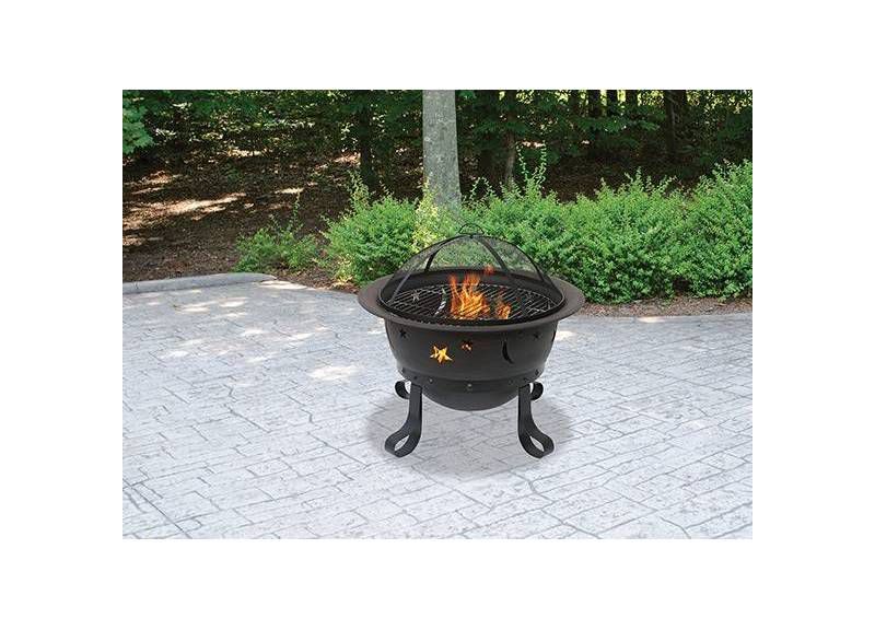 Oil Rubbed Bronze Outdoor Wood Burning Firebowl with Stars & Moon - Endless Summer
