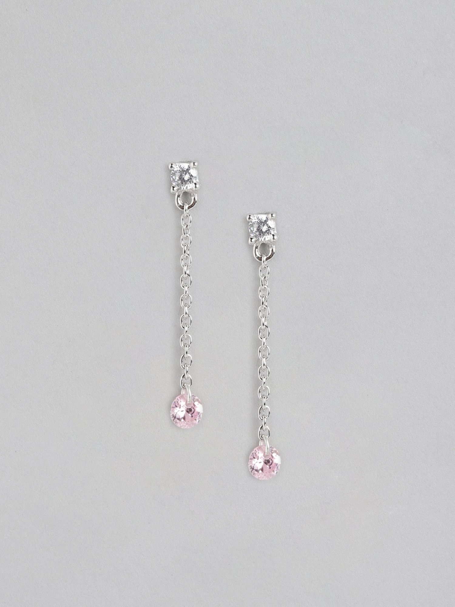 Zavya 92.5 Sterling Silver Whispering Crystals Drop Earrings for Women