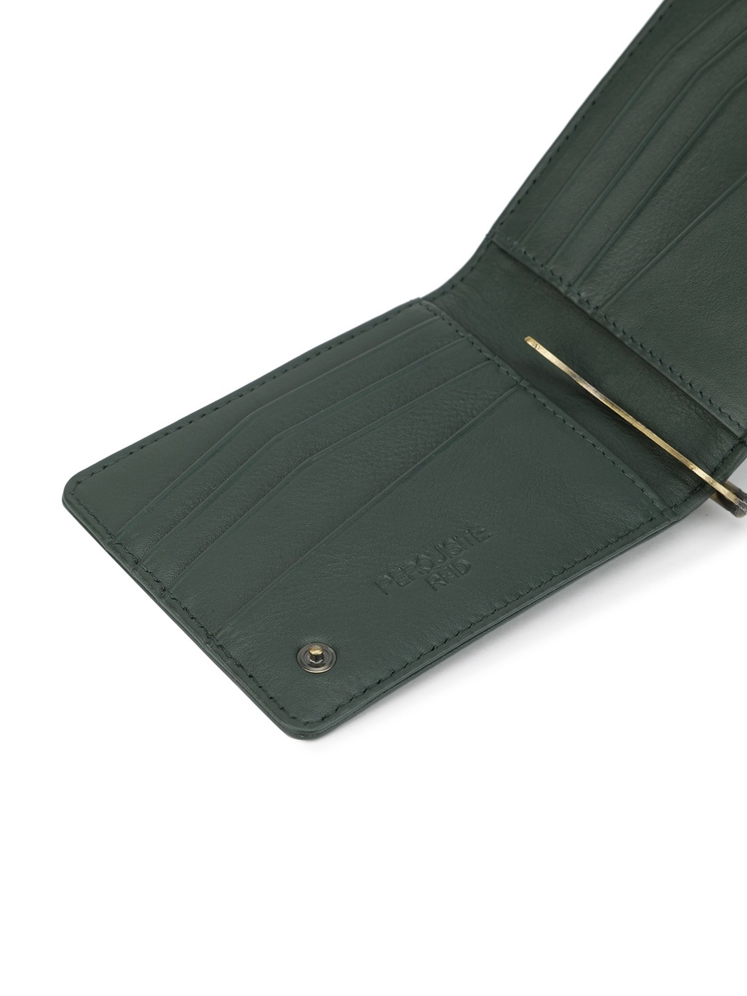 PERQUISITE Green Casual Leather Bi-Fold Wallet for men