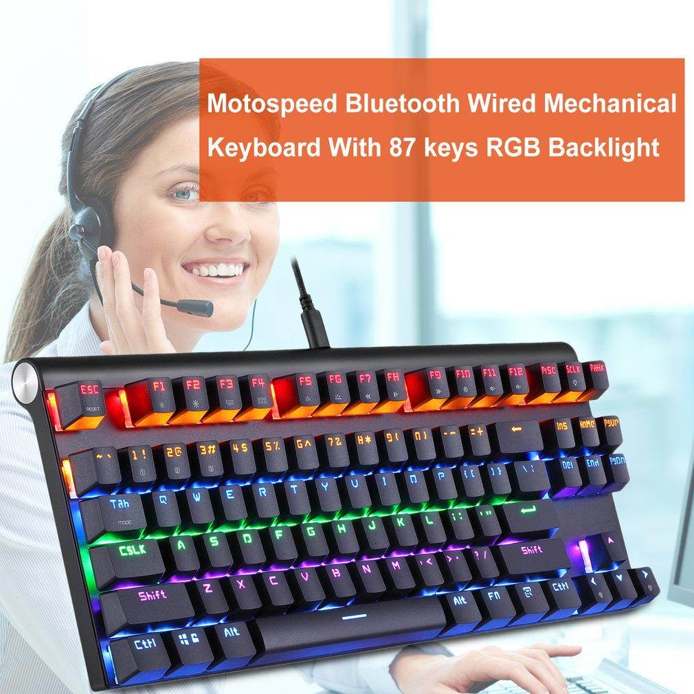 Motospeed Bluetooth Wired Mechanical Keyboard With 87 keys RGB Backlight