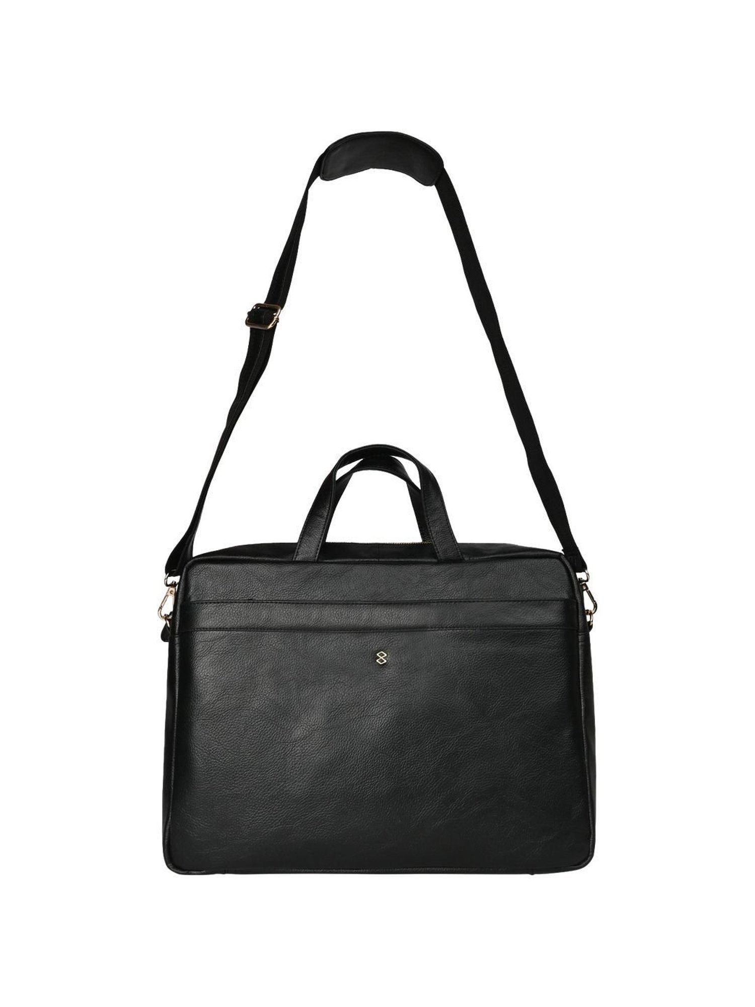 Horra Black PU Large Laptop Messenger Bag