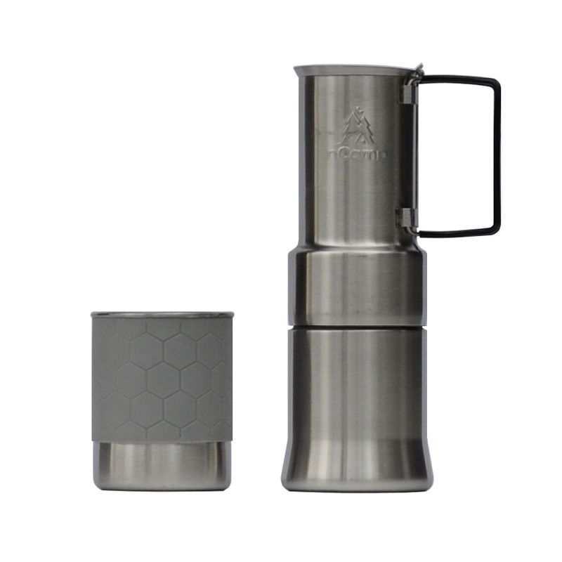 nCamp Portable Stainless Steel Outdoor Camping Espresso Style Caf'e Brewer Coffee Maker for Hiking and Backpacking