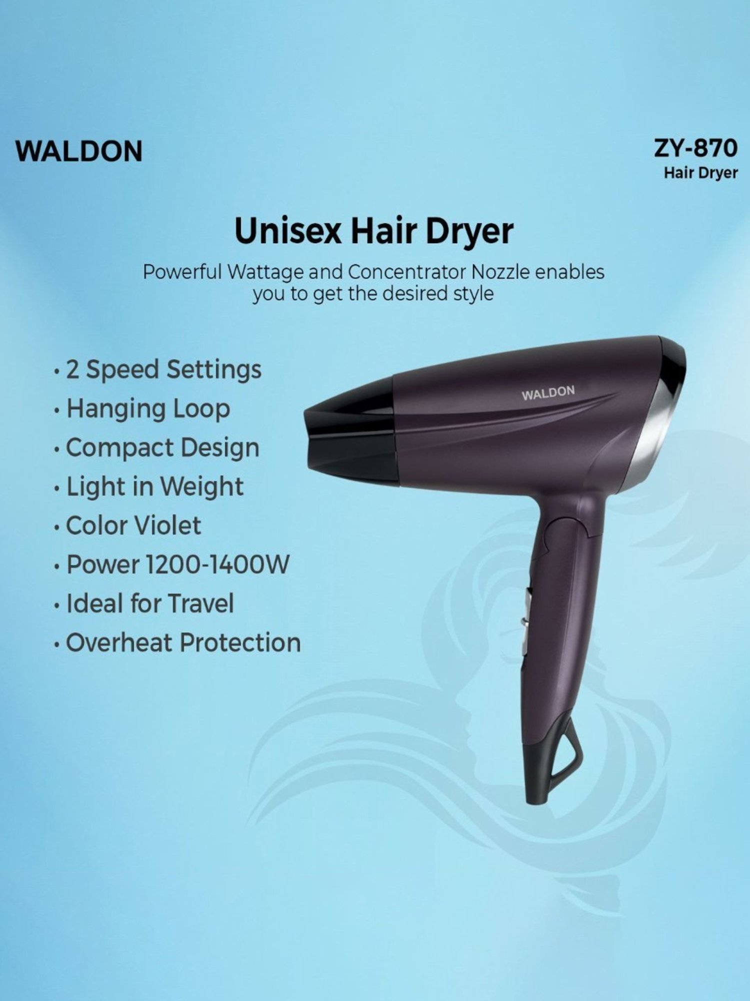 Nova Nv-1290 1000W Professional Hair Dryer