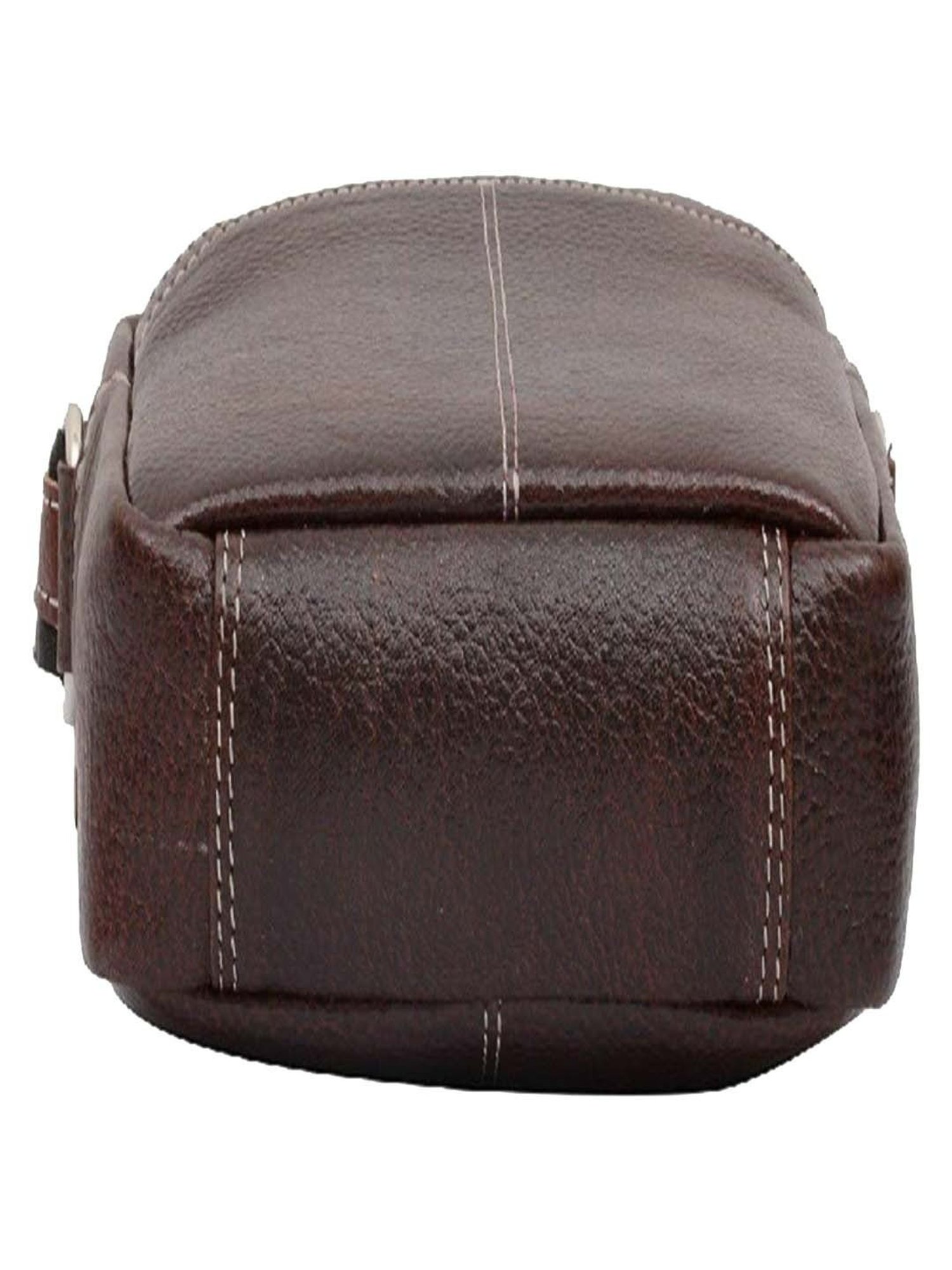 HiLEDER Brown Textured Small Leather 5.5 inch Cross Body Bag