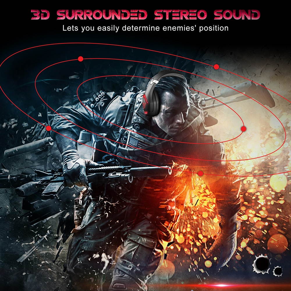 ONIKUMA K1B PRO Wired Gaming Headset with 50mm Driver Unit 3D Surround Stereo Sound Noise Reduction Mic USB+3.5mm Ports Red