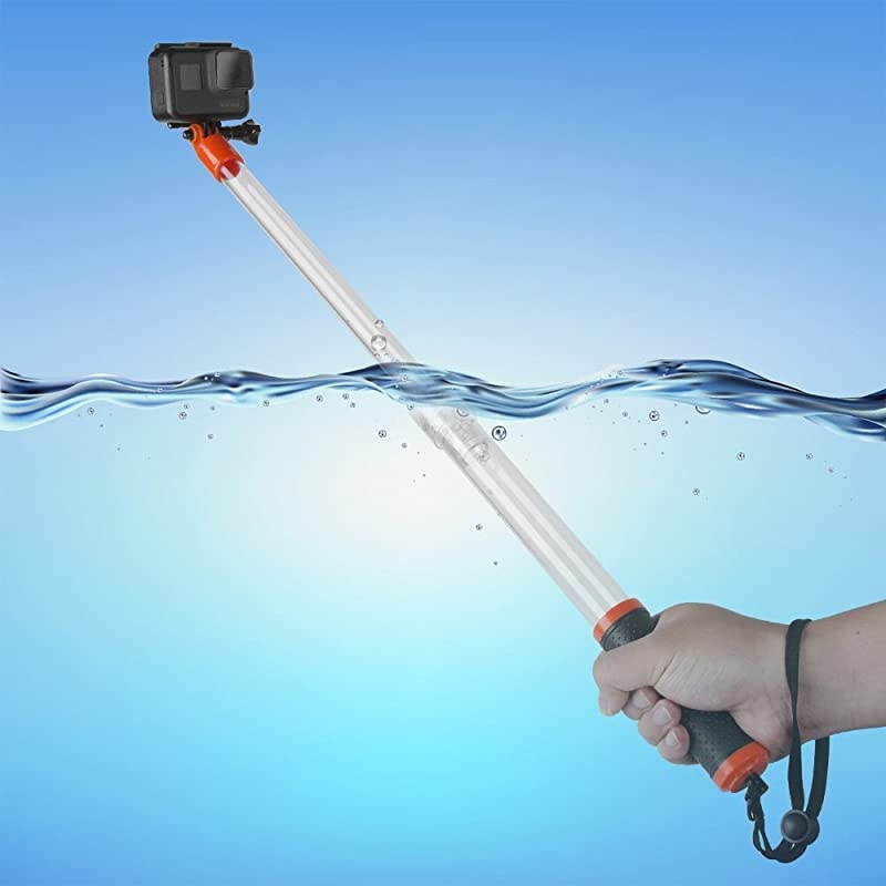 Waterproof Transparent Floating Monopod - Extendable Selfie Stick for GoPro Hero 8/7/6/5/4 Osmo Action Insta360