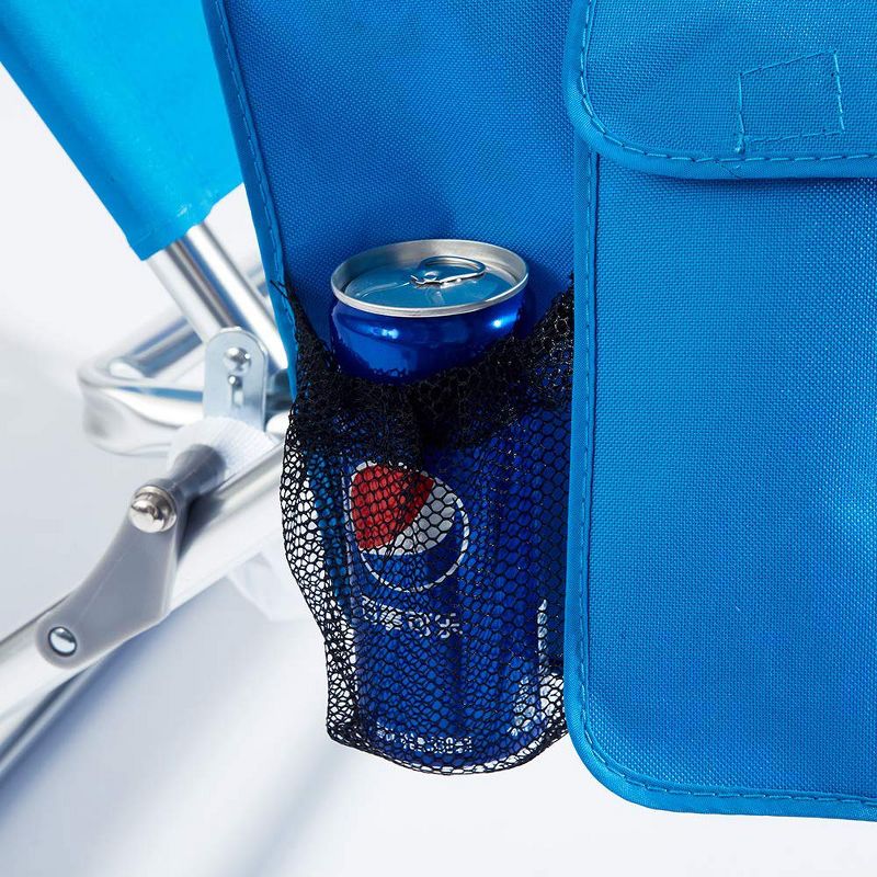 Copa Backpack Single Position Folding Aluminum Beach or Poolside Lounge Chair with Backpack Straps, Dark Blue