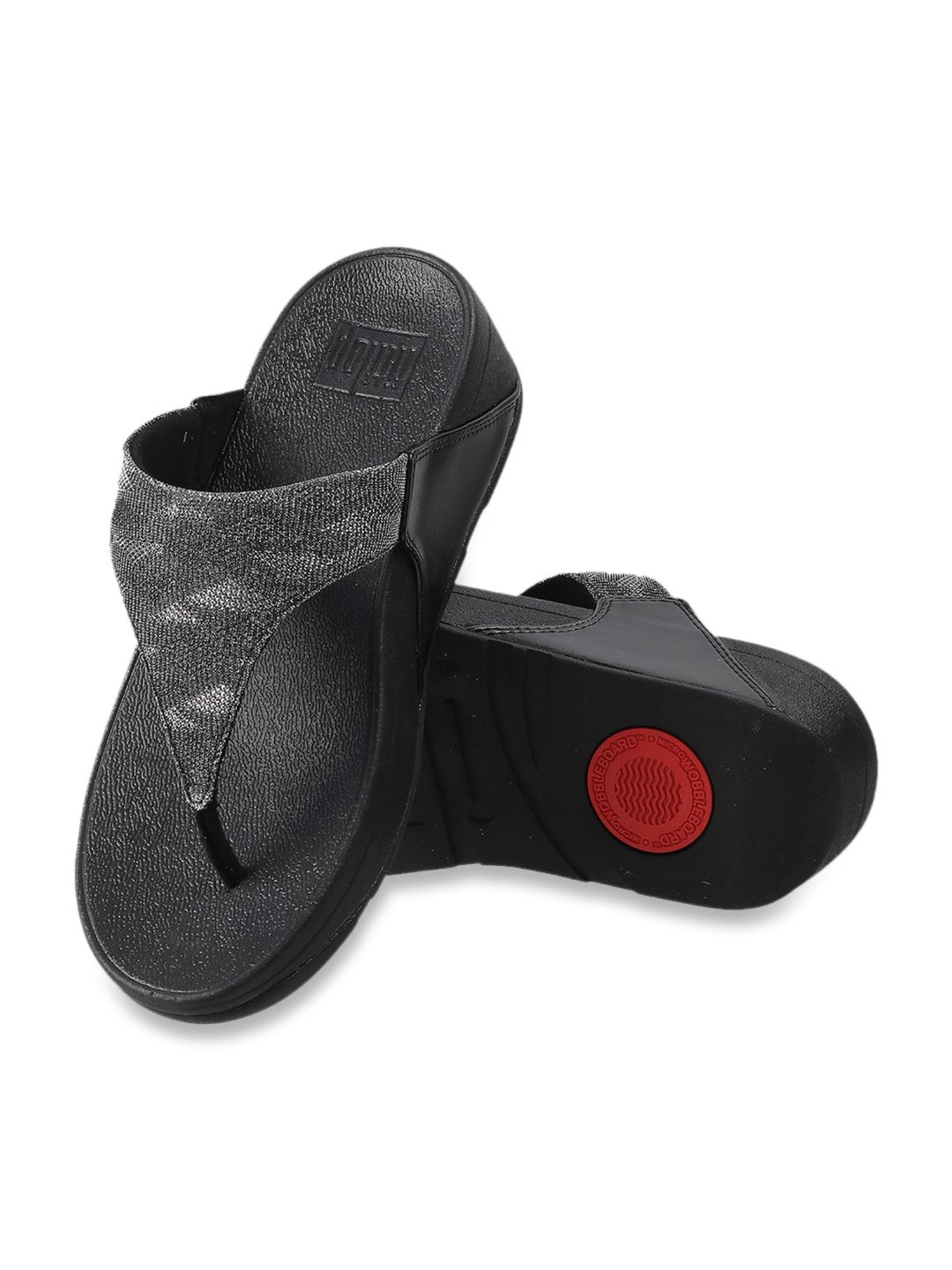 FitFlop Women's Black Thong Wedges