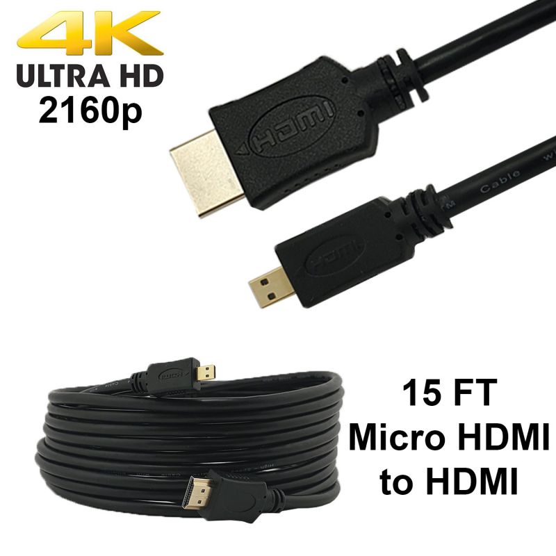 3 FT Micro HDMI to HDMI Cable TV AV Adapter for Mobile Phones Tablets HDTV 4K 3D