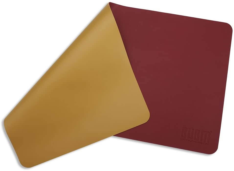 BUBM PU Leather Mouse Pad Mat Waterproof, Perfect Desk Writing Mat for Office and Home,Ultra Thin 2mm - 31.5"x15.8" (Wine red)