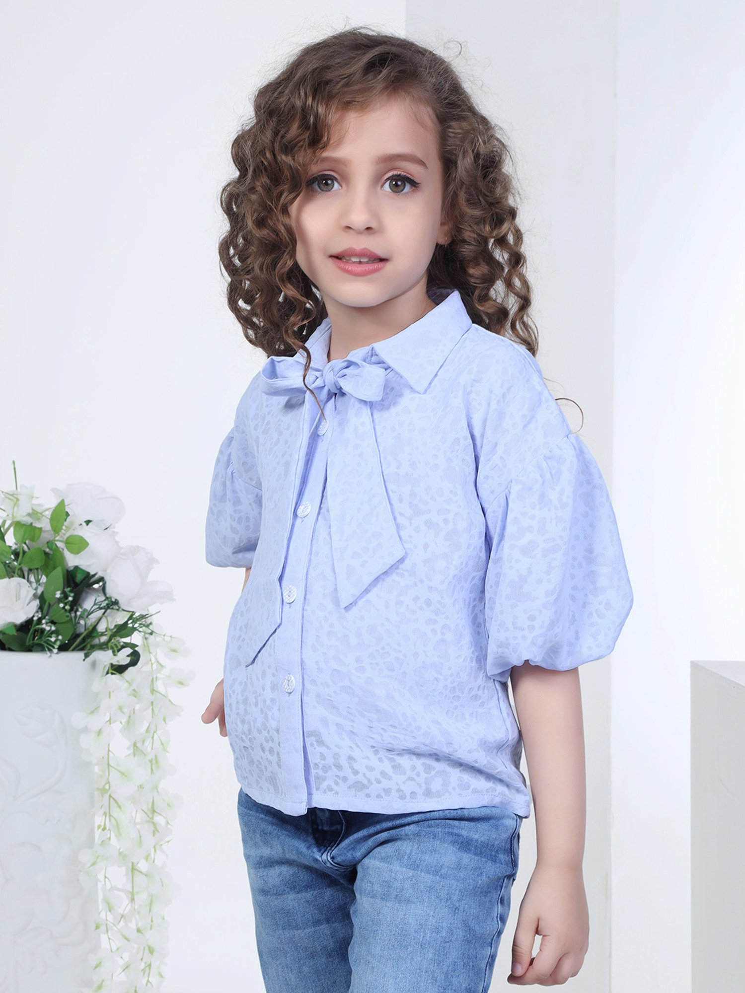 Peppermint Kids Blue Printed Shirt