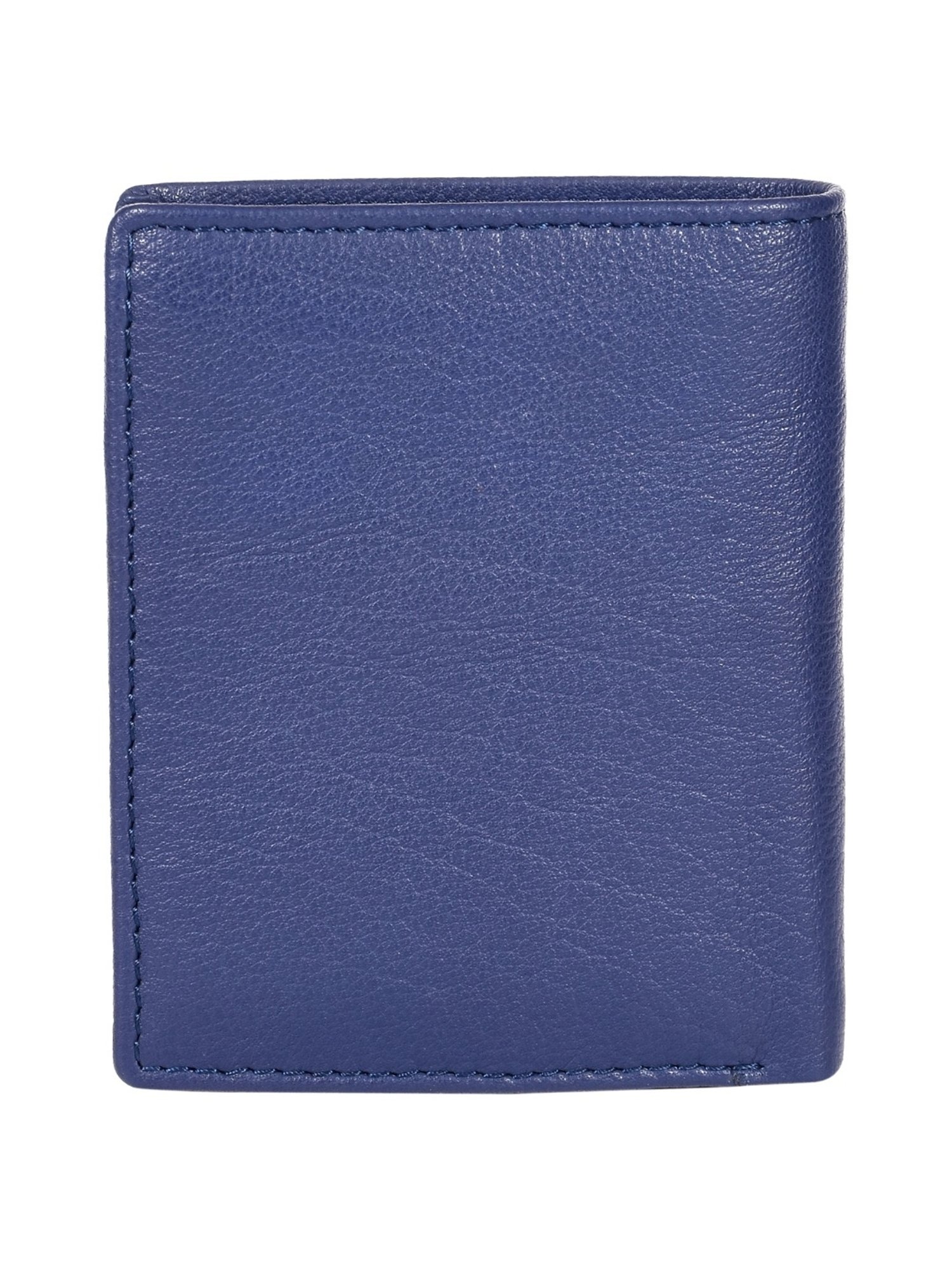 SASSORA ZION Blue Leather RFID Bi-Fold Wallet
