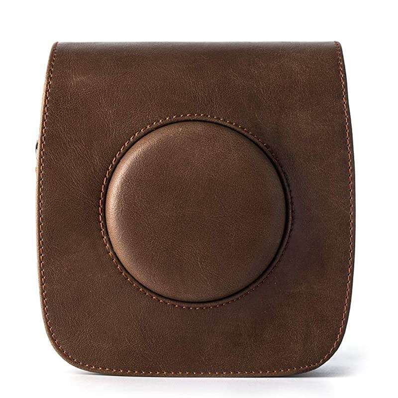 for Fujifilm Instax Square SQ20 Instant Film Camera, Classic Vintage Premium Vegan Leather Bag Cover with Adjustable Shoulder Strap to Protect Fuji instax SQ20 Camera by -Brown