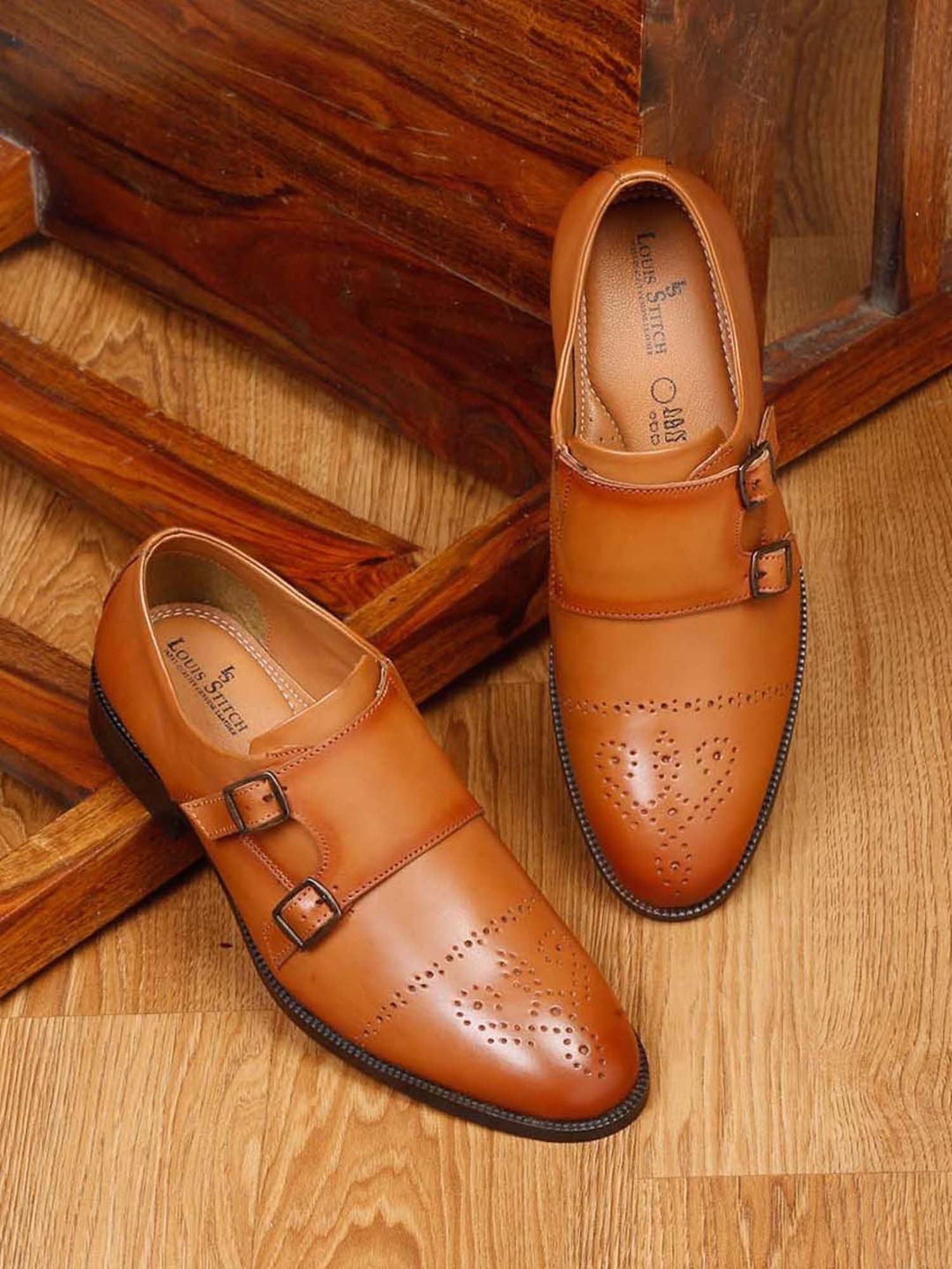 Louis Stitch Men's Russet Tan Monk Shoes