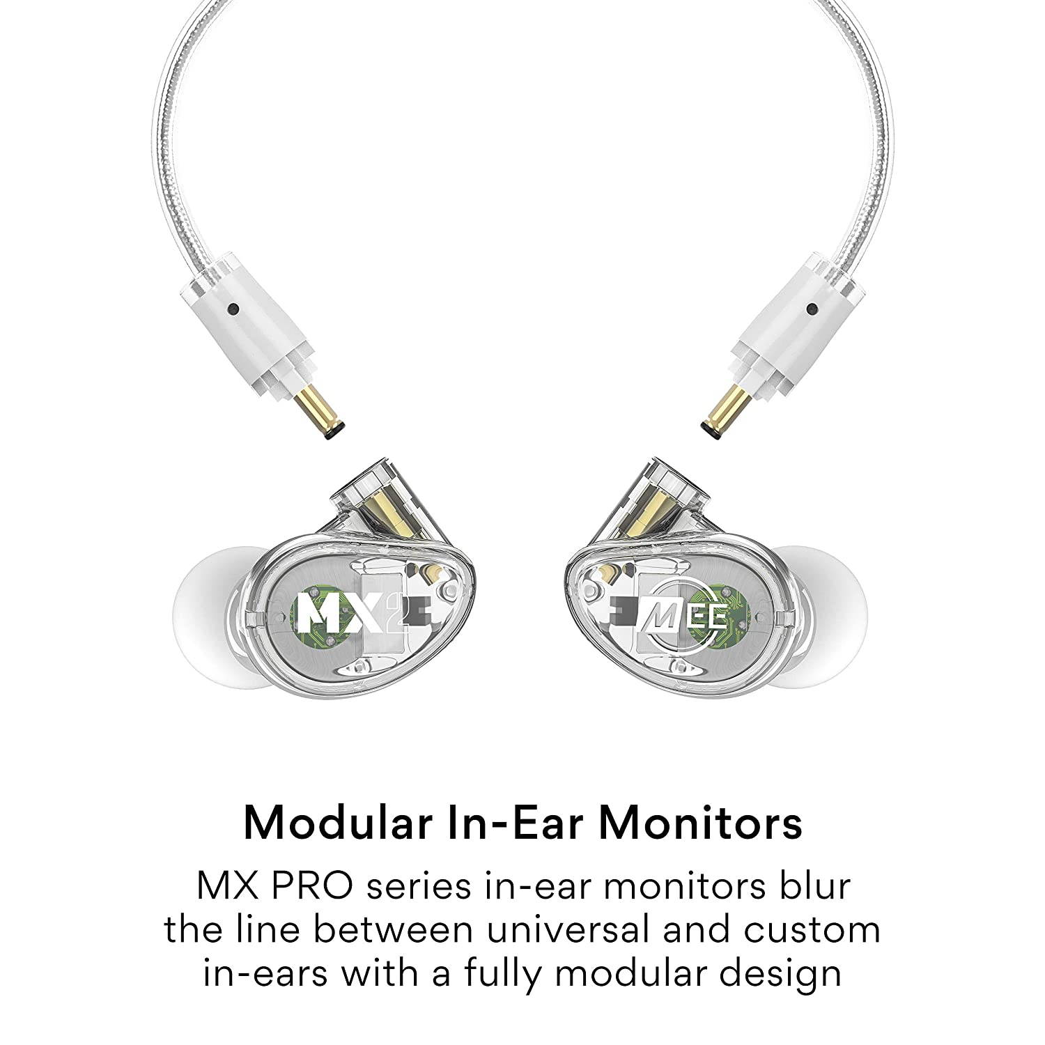 MEE Professional MX2 PRO Customizable Noise-Isolating Universal-Fit Modular Musician&rsquo;s in-Ear Monitors (Clear)
