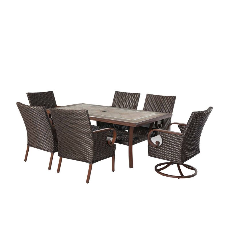 7pc Outdoor Wicker Dining Set Brown - Nuu Garden