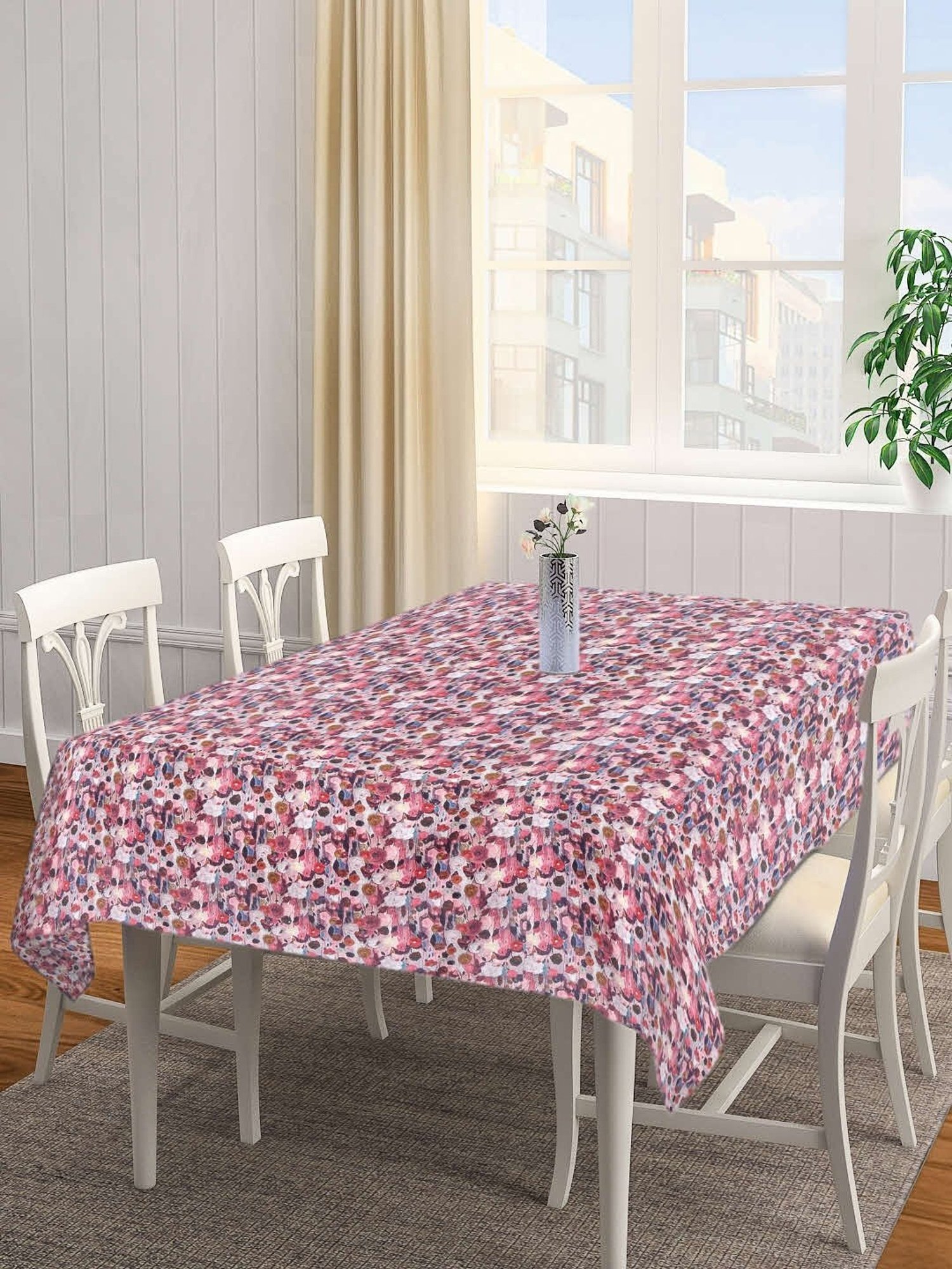 Klotthe Printed Multicolor 300 TC Cotton Rectangle 6-Seater Table Cover