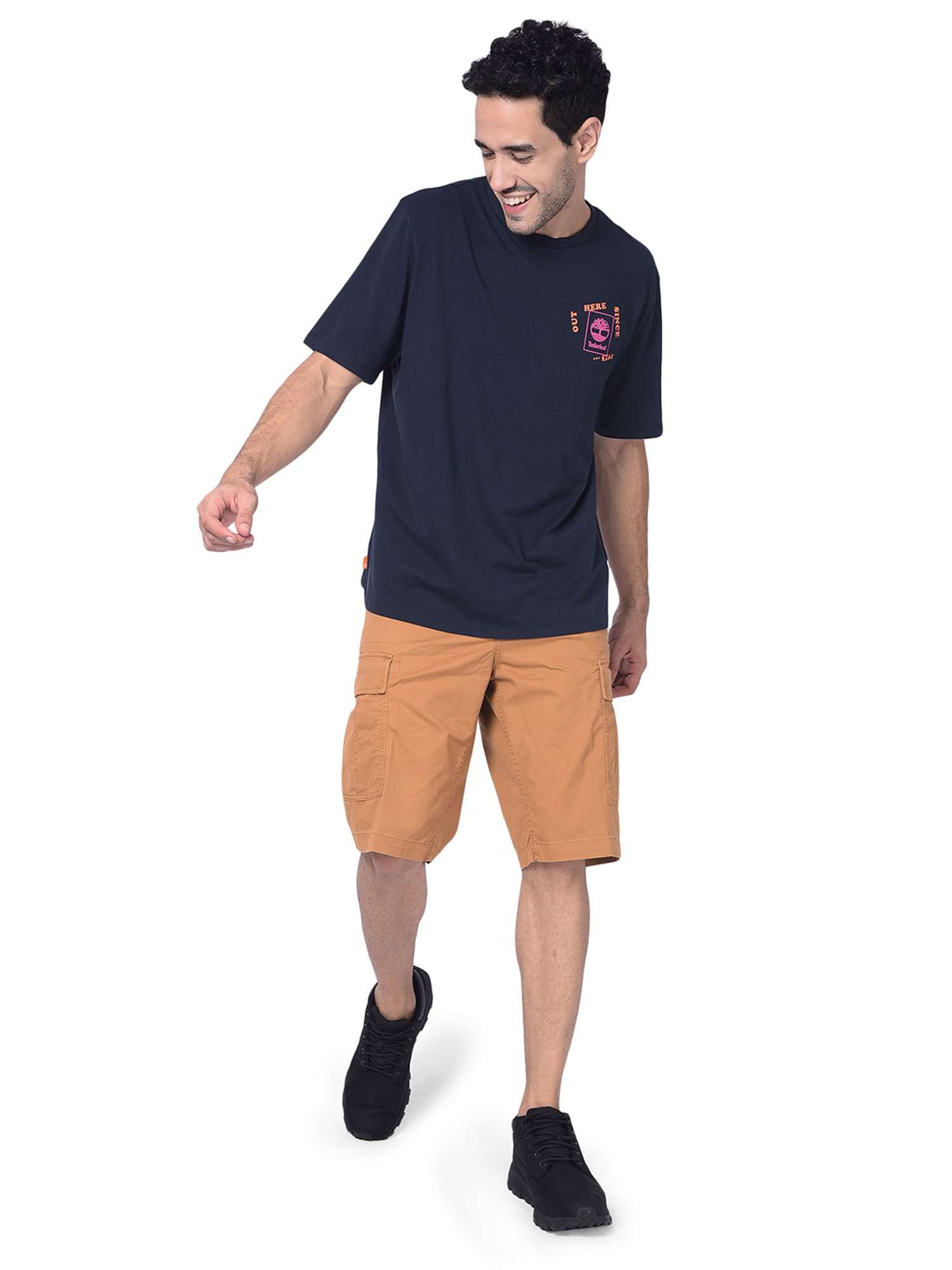 Timberland Navy Regular Fit Printed Crew T-Shirt