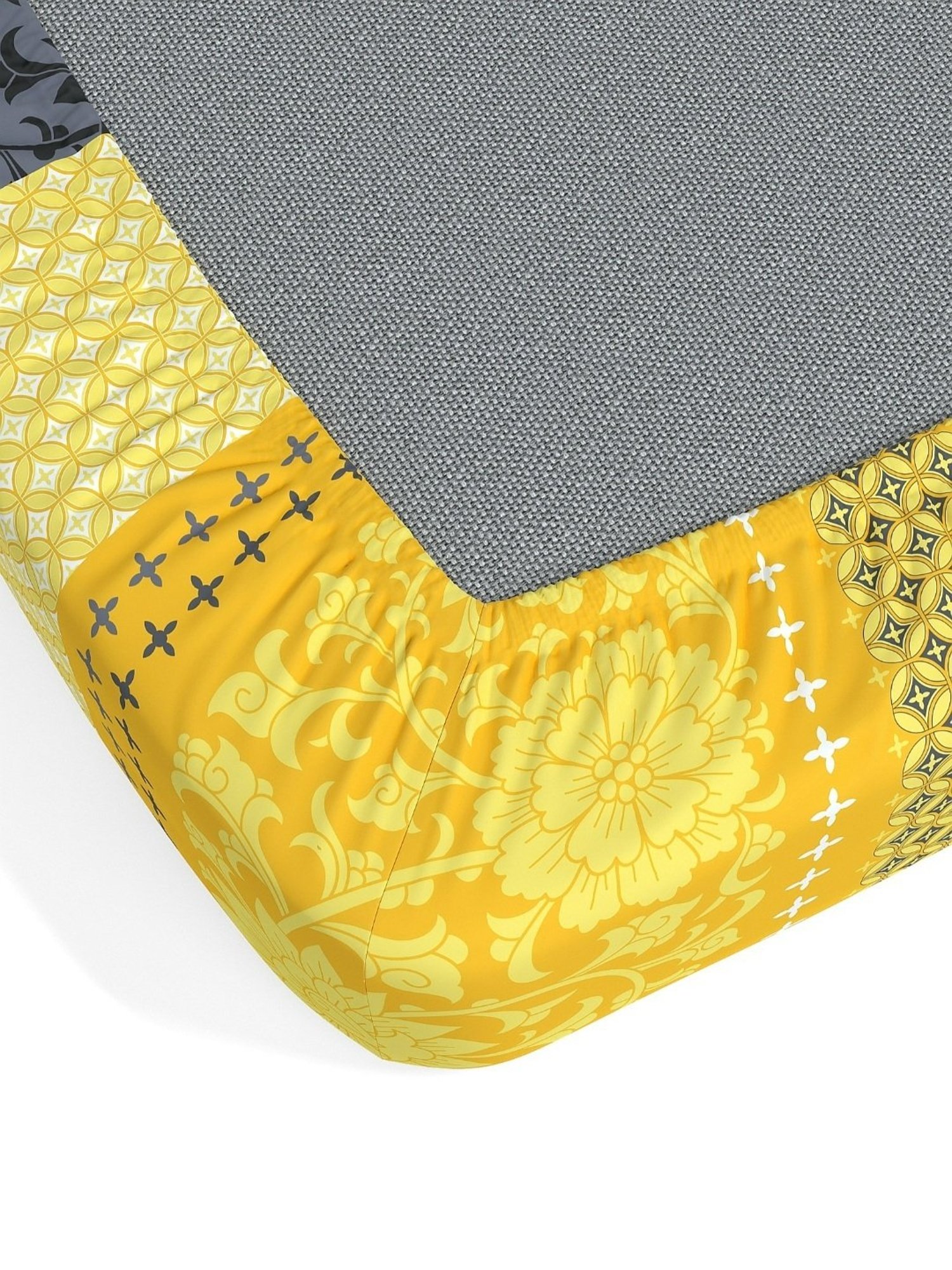 Dreamscape Floral Yellow 140 TC Cotton Single Bedsheet with Pillow Cover