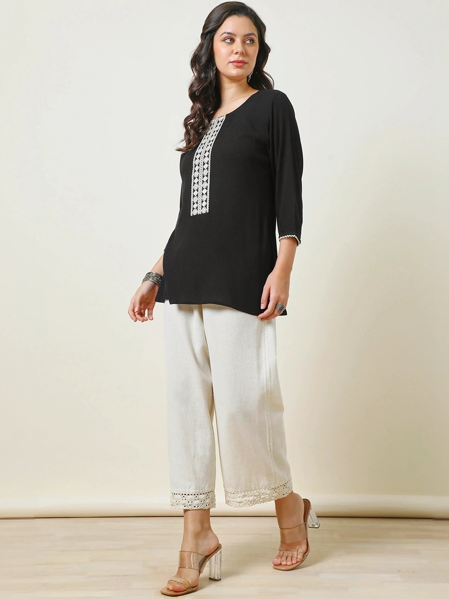 Soch Black Embroidered Top