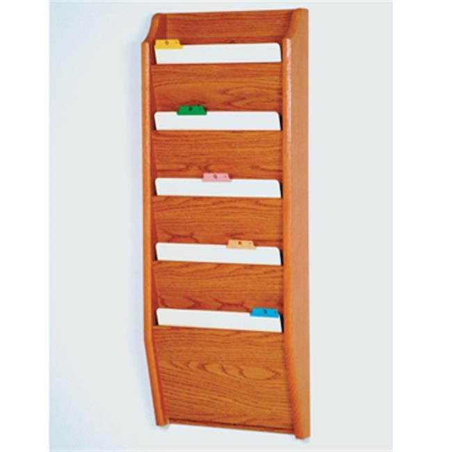 Wooden Mallet Home Office 5 Pocket Letter Size Office File Holder Wall Display Rack Furniture Medium Oak