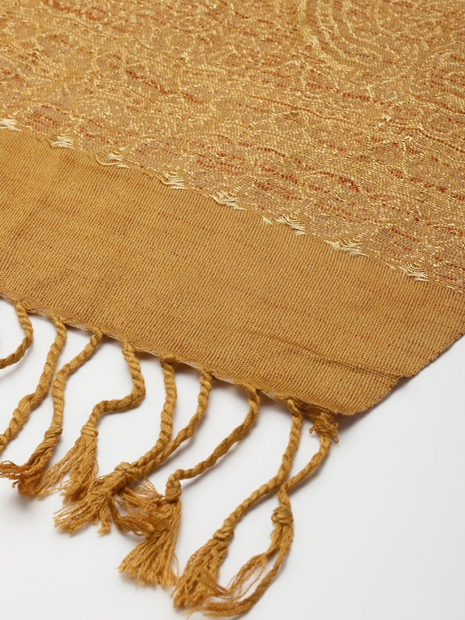 Indo Era Yellow Woven Pattern Shawl