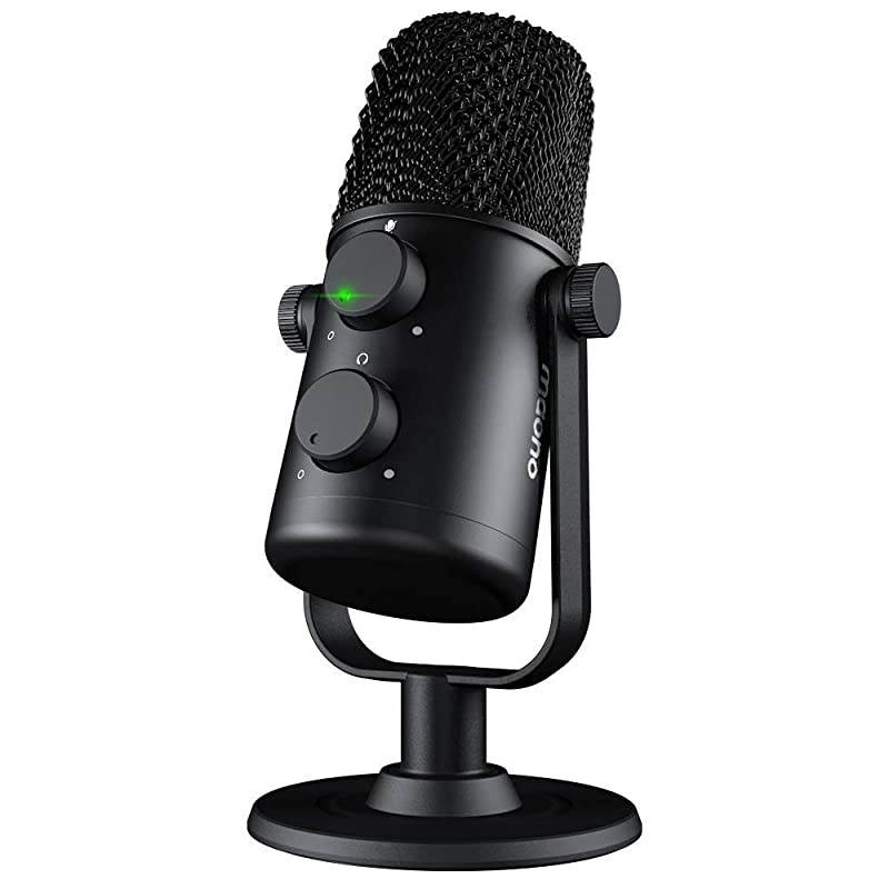 USB Microphone  AU902 Cardioid Condenser Podcast Mic with Dual Volume Control Mute Button Monitor Headphone Jack Plug and Play for Vocal YouTube Livestream Recording Gaming