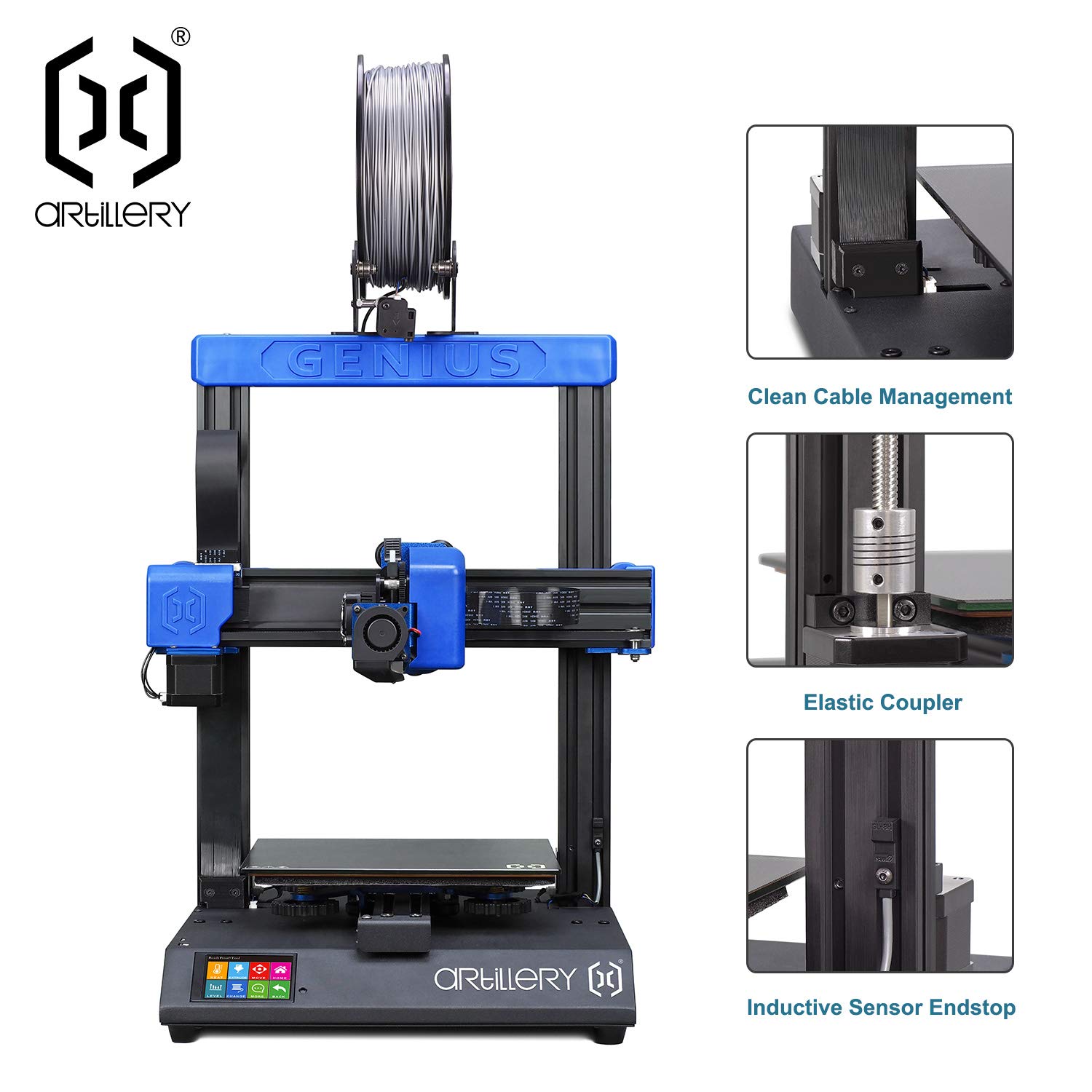 Artillery Genius 3D Printer High-Precision Dual Z-Axis TFT Screen Filament Runout Sensor & Power Failure Recovery