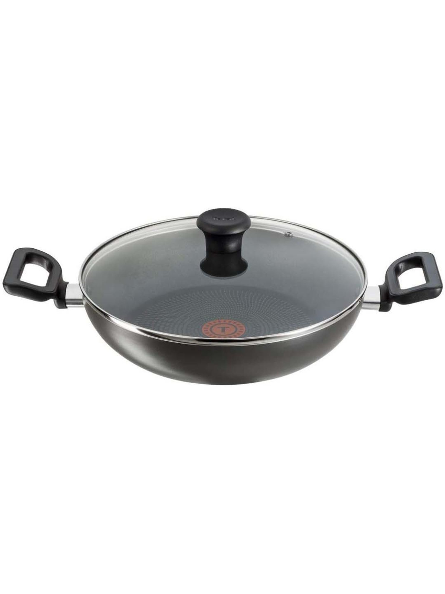 Tefal Delicia Black Aluminium 24 cm Greyish Non-Stick Kadhai With Lid (2.4 L)