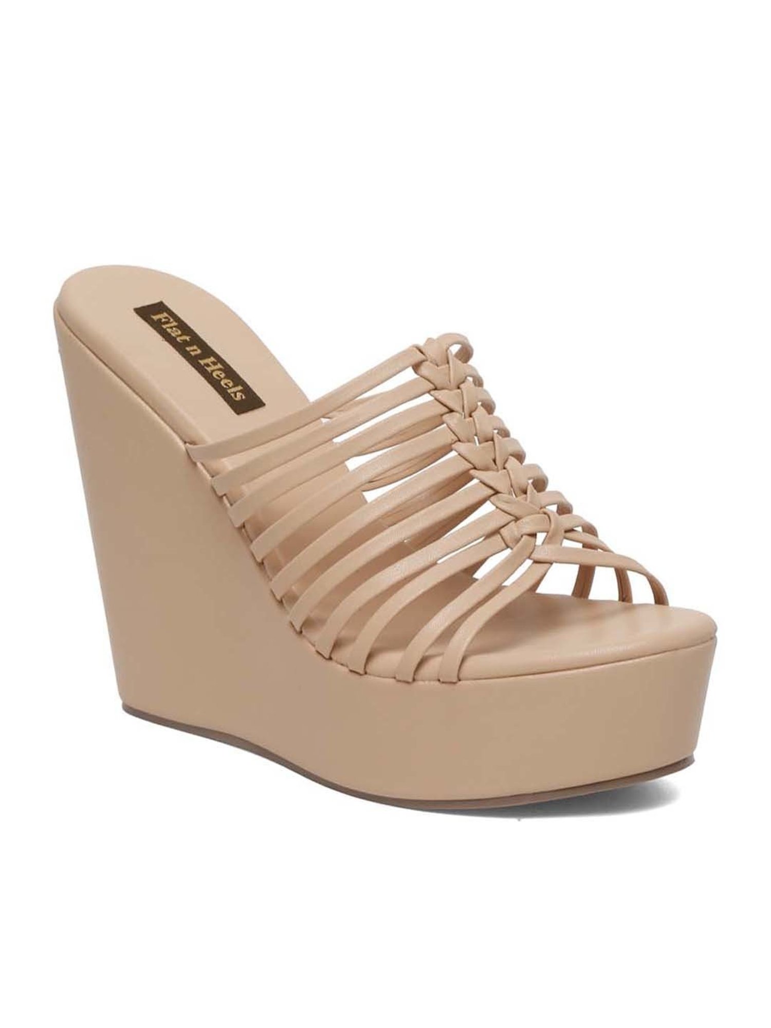 Flat N Heels Women's Beige Casual Wedges