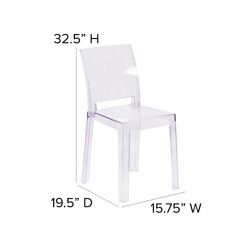 Emma and Oliver Ghost Chair with Square Back in Transparent Crystal