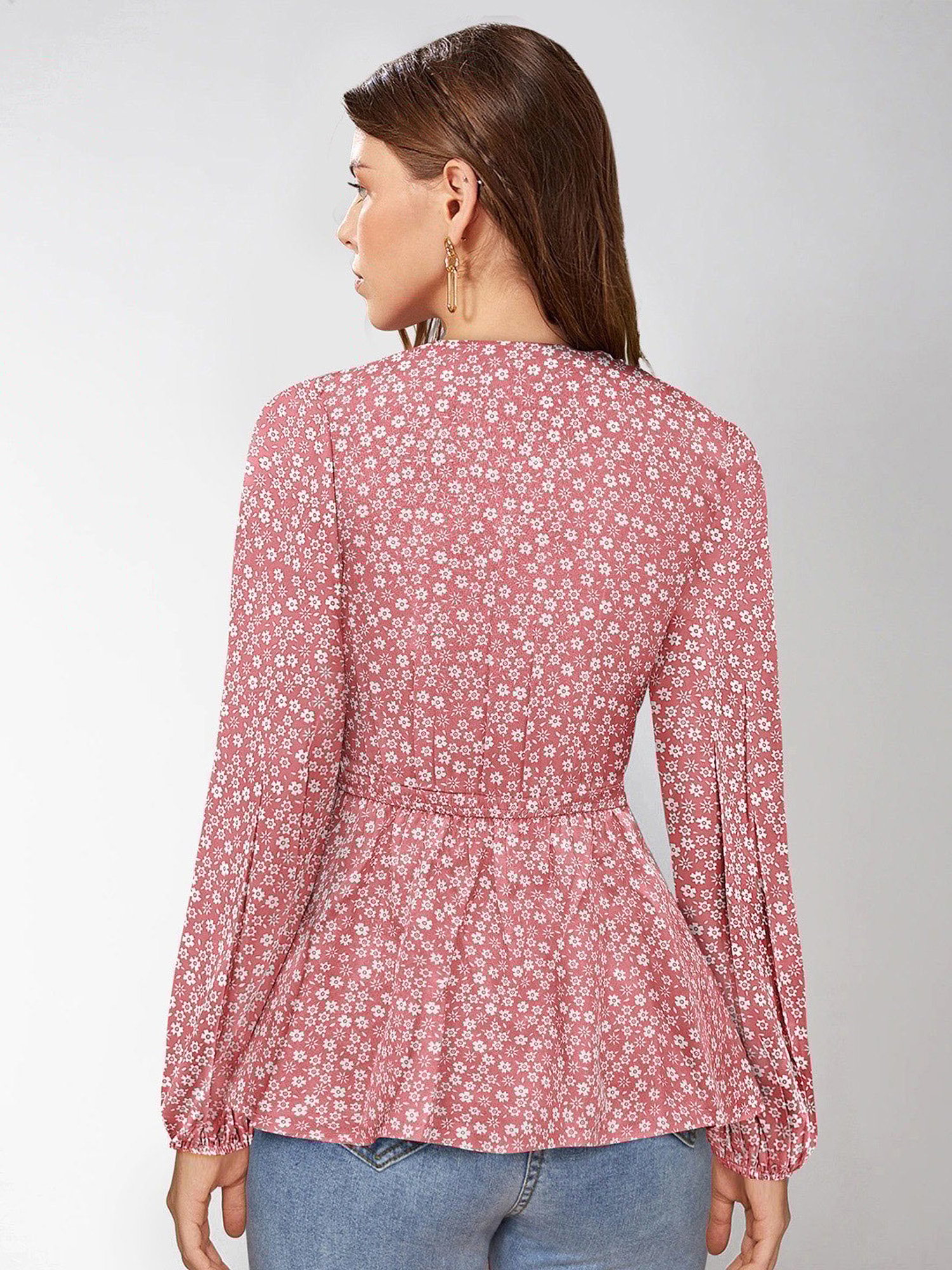 KERI PERRY Peach Floral Print Top