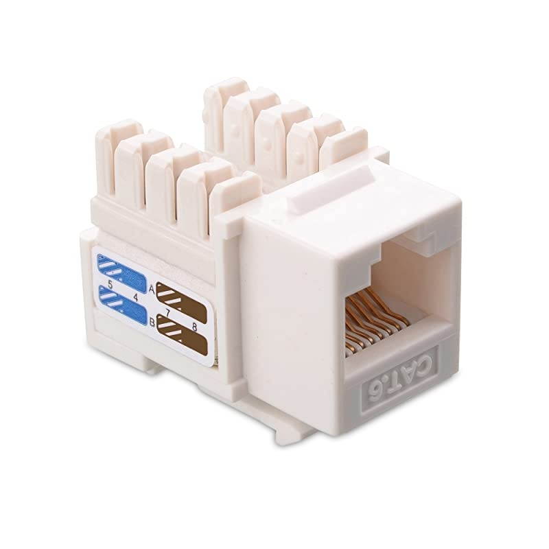 UL Listed 25Pack RJ45 Keystone Jack in White and Keystone PunchDown Stand