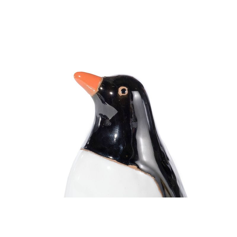 9" Handmade Glazed Ceramic Penguin Statue Black/White - Alfresco Home LLC