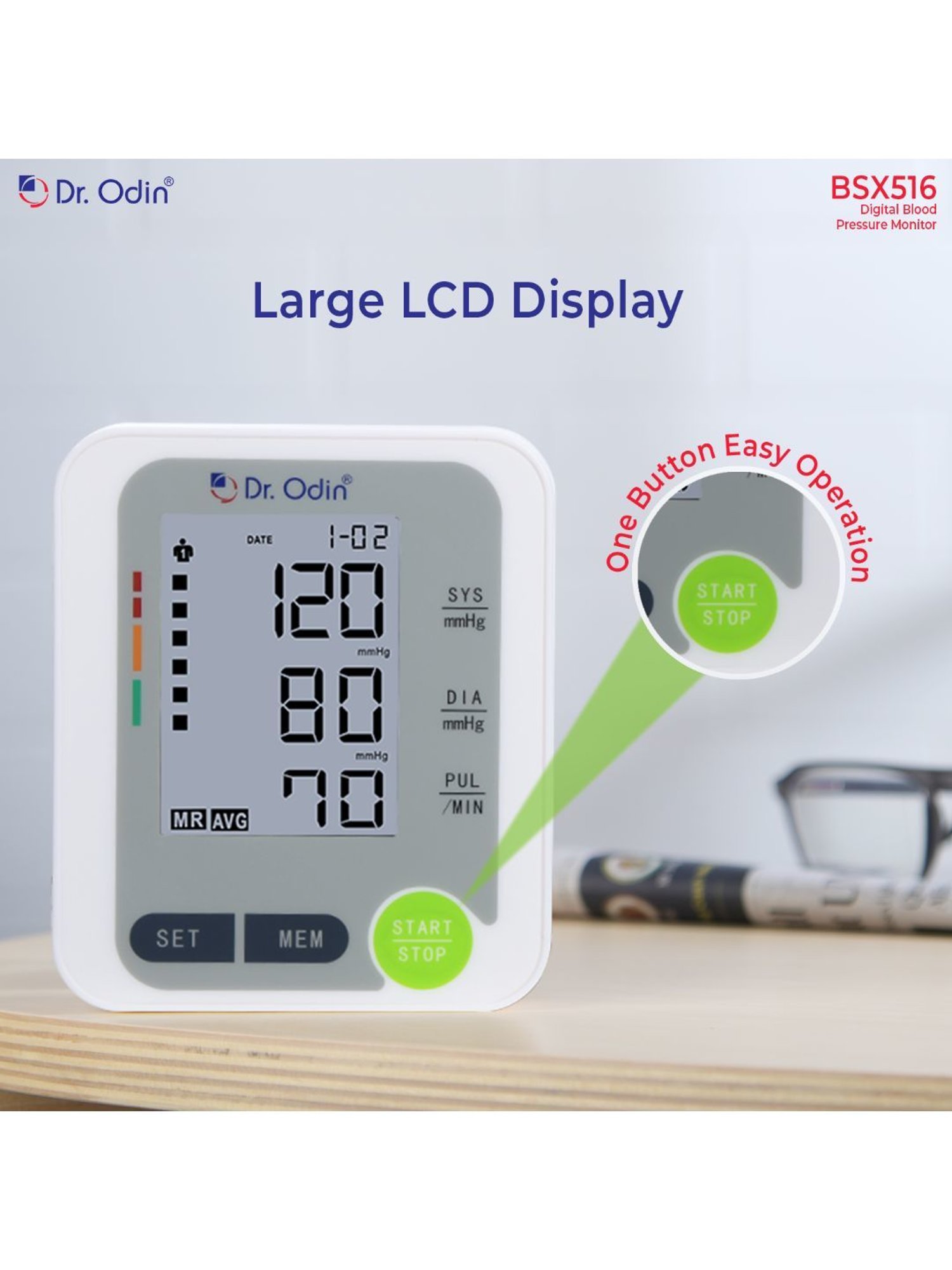 Dr. Odin BSX516 Fully Automatic Digital Blood Pressure Monitor (White)