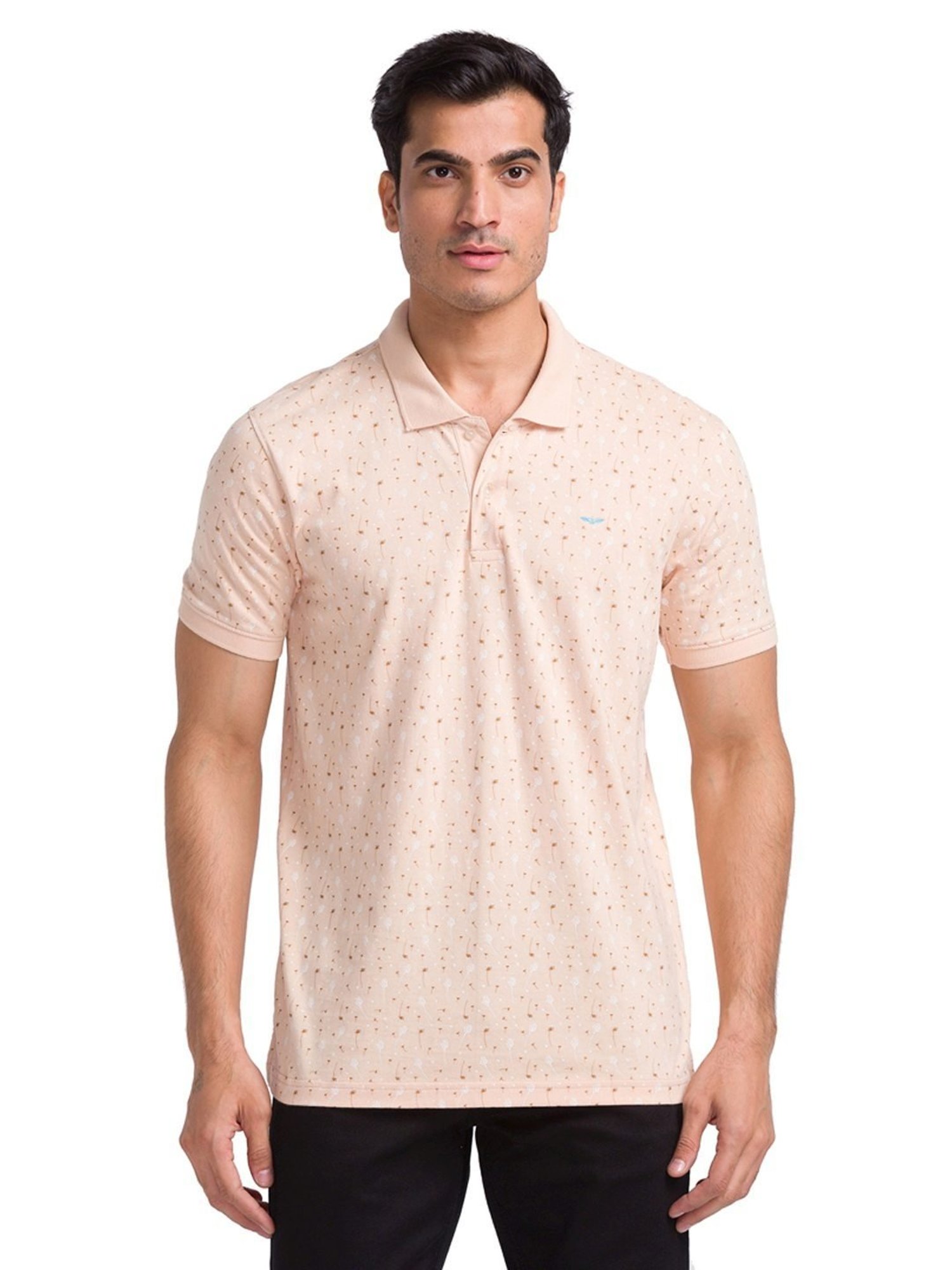Park Avenue Beige Slim Fit Printed Polo T-Shirt