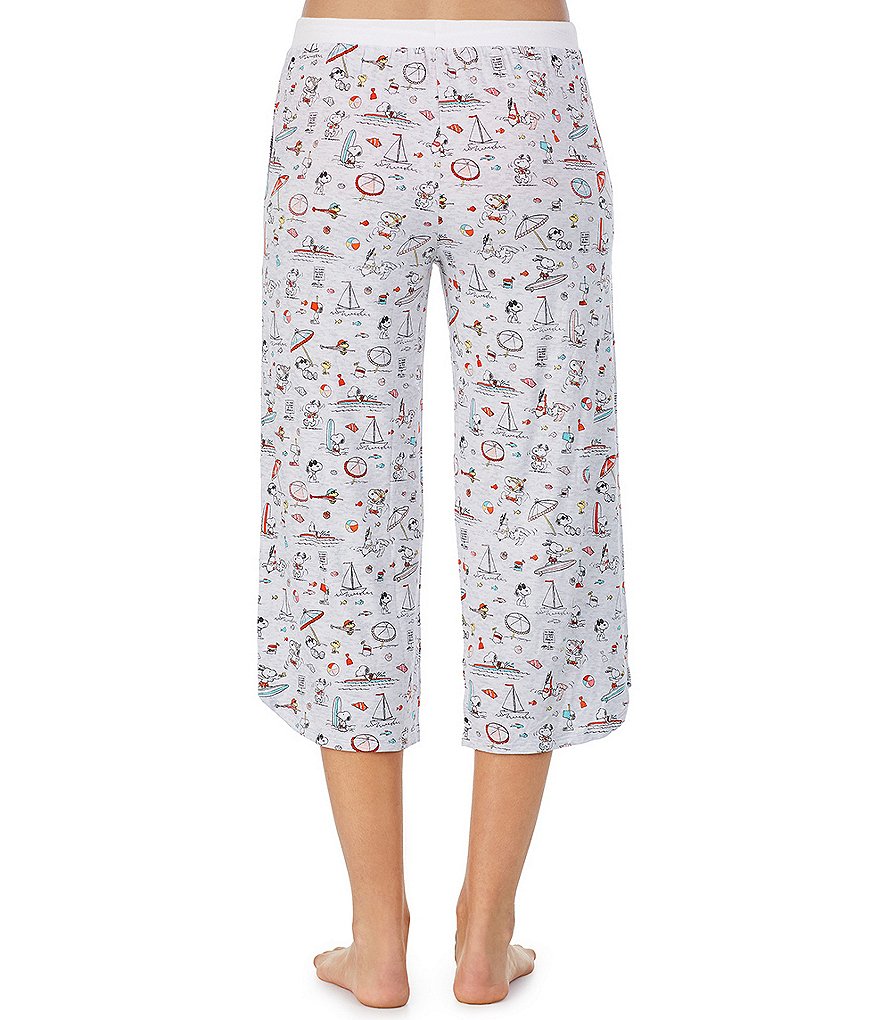 Peanuts Aloha Snoopy Printed Jersey Knit Sleep Capri Drawstring Pants