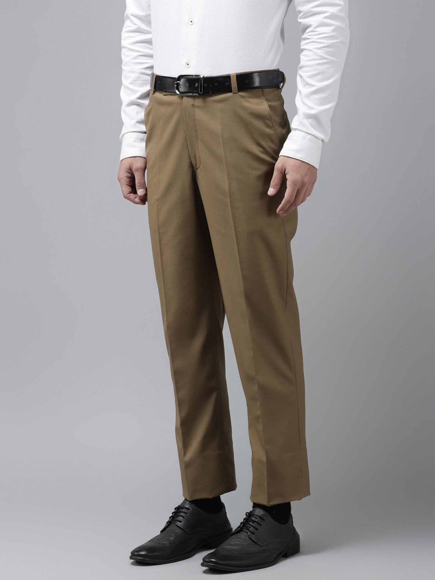 Hangup Plus Khaki Regular Fit Flat Front Trousers