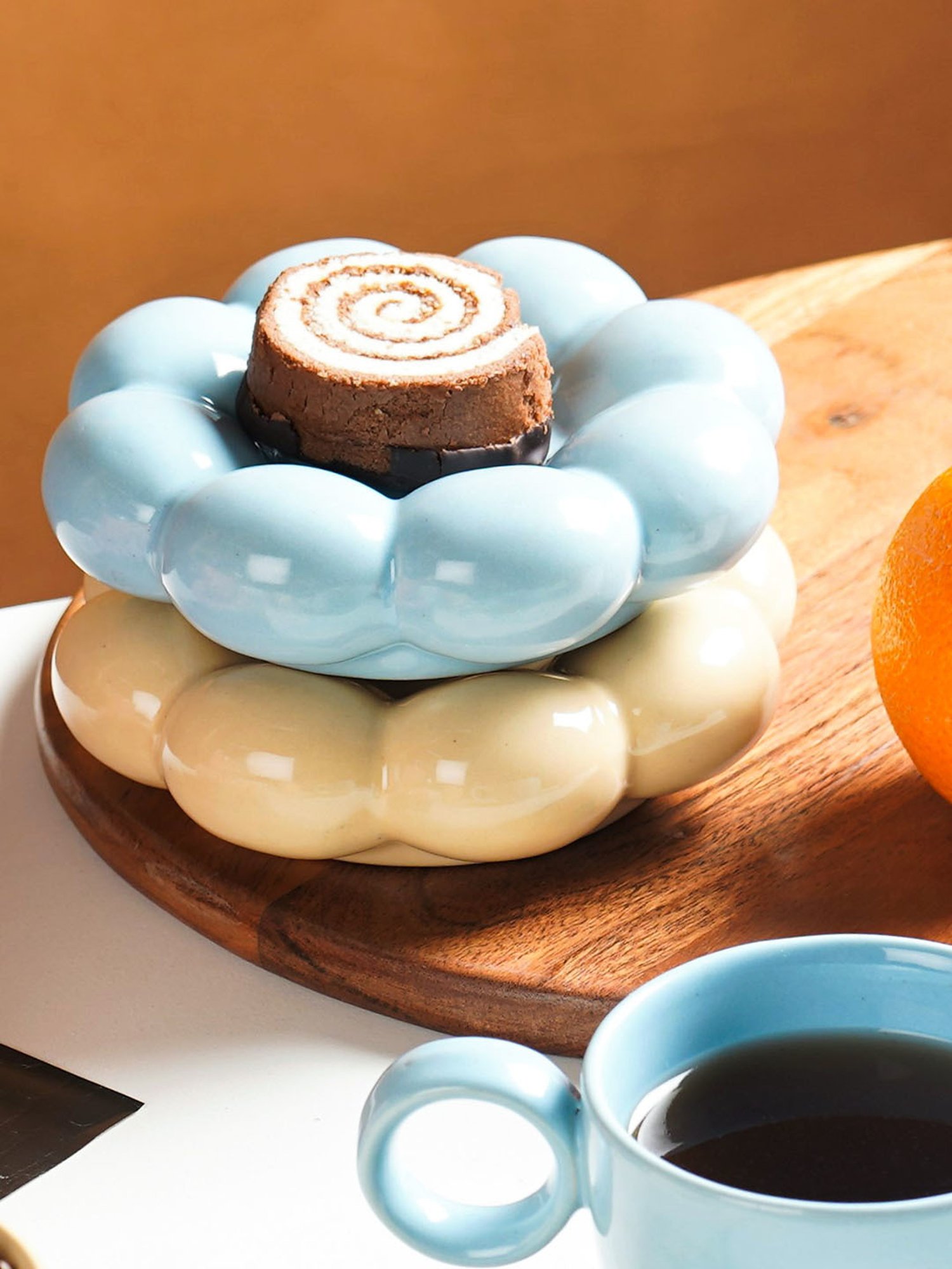 The Artment Sunflower Berry Blue Bloom Cup and Saucer Set