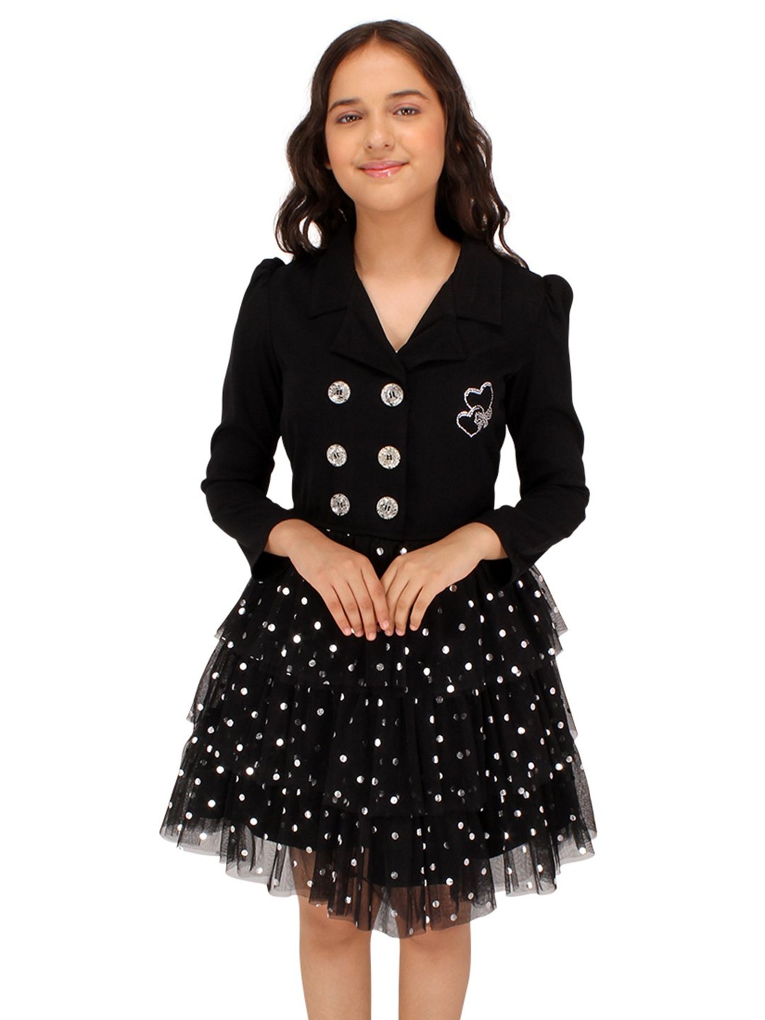 Cutecumber Kids Black Printed Full Sleeves Dress
